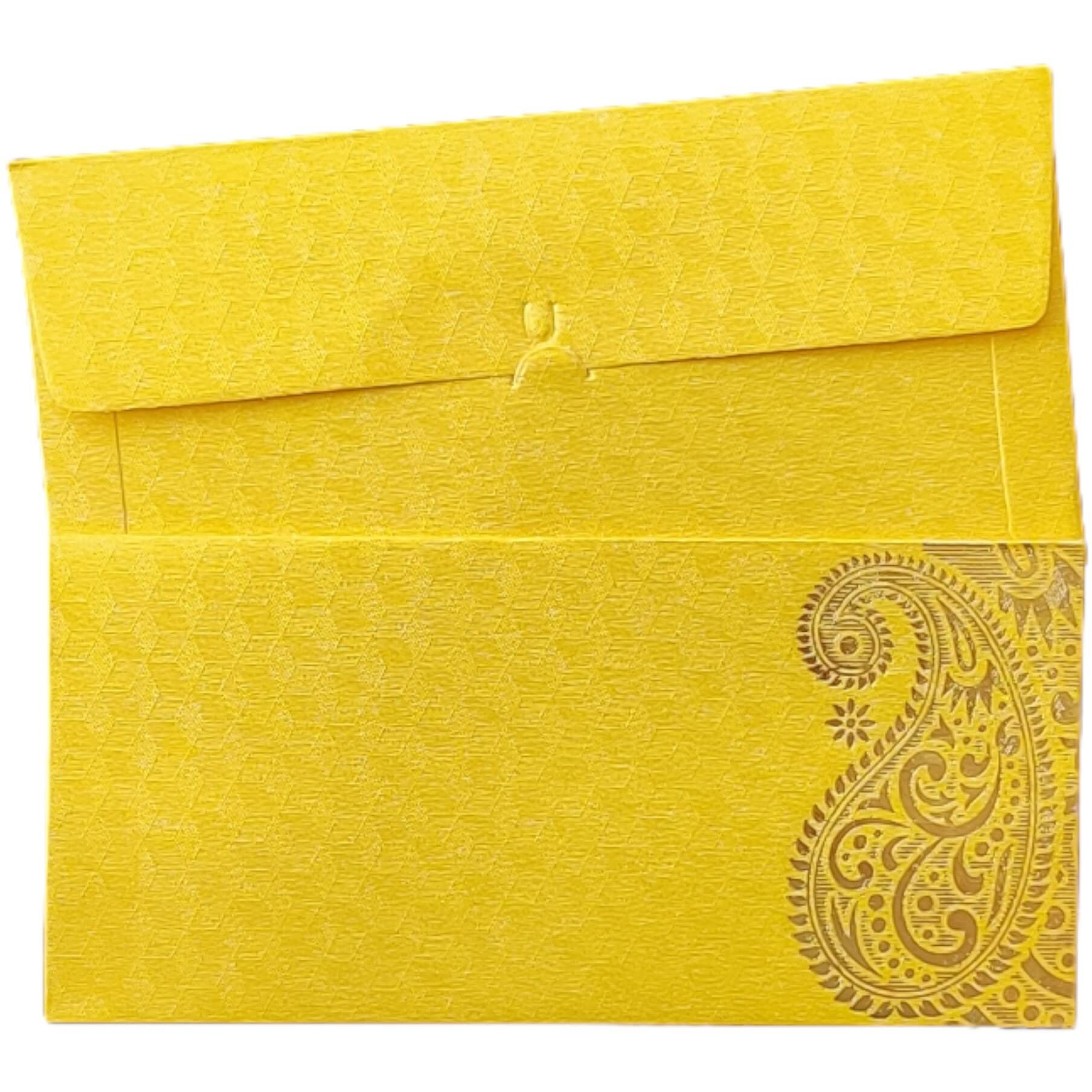 Jhintemetic - Pack Of 25 Matellic Bright-Yellow Colourful Designer Shagun Lifafa/Money Gift Envelope With Golden Ambi For Gifting Money On Wedding, Birthday & Any Other Occasion
