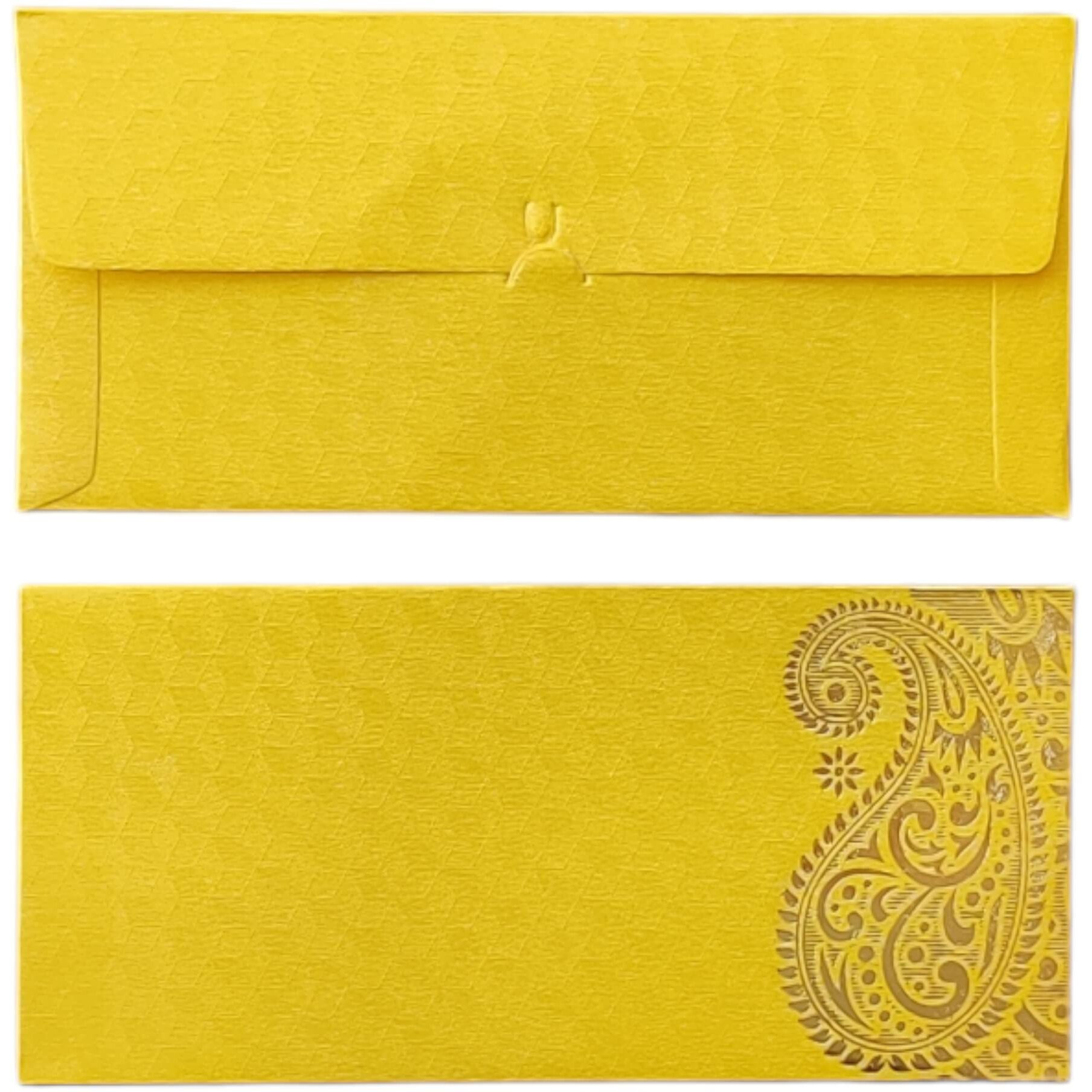 Jhintemetic - Pack Of 25 Matellic Bright-Yellow Colourful Designer Shagun Lifafa/Money Gift Envelope With Golden Ambi For Gifting Money On Wedding, Birthday & Any Other Occasion