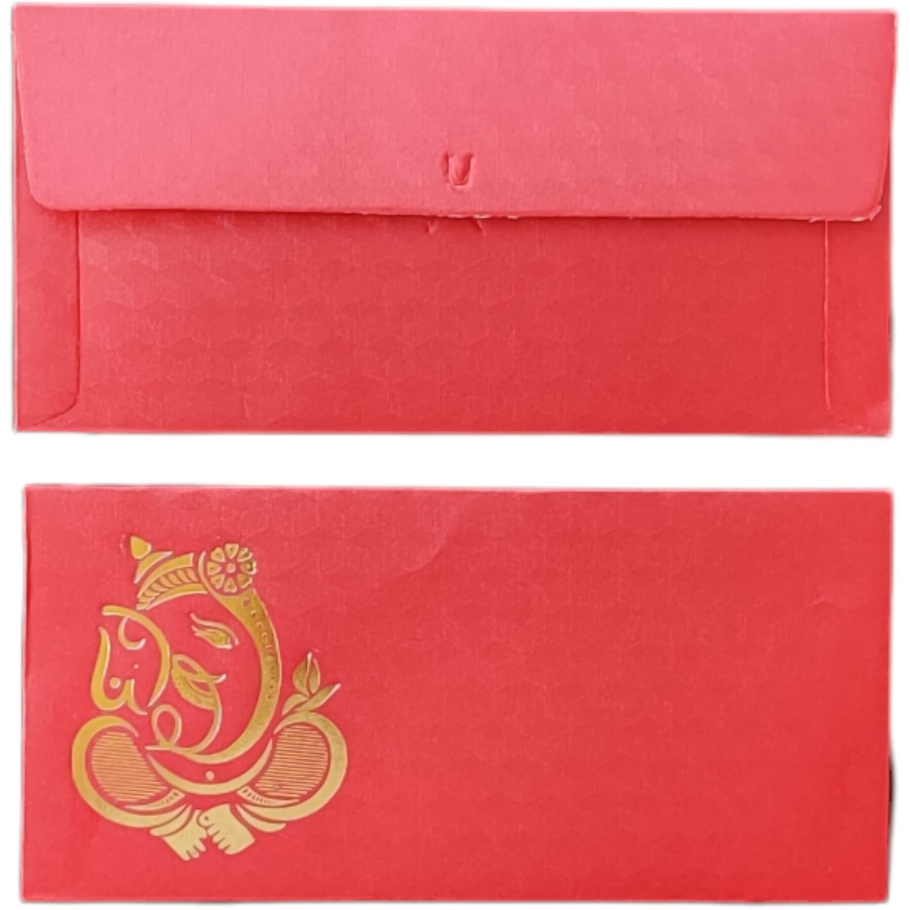 Jhintemetic - Pack Of 25 Matellic Wine-Red Colourful Designer Shagun Lifafa/Money Gift Envelope With Golden Ganesha For Gifting Money On Wedding, Birthday & Any Other Occasion