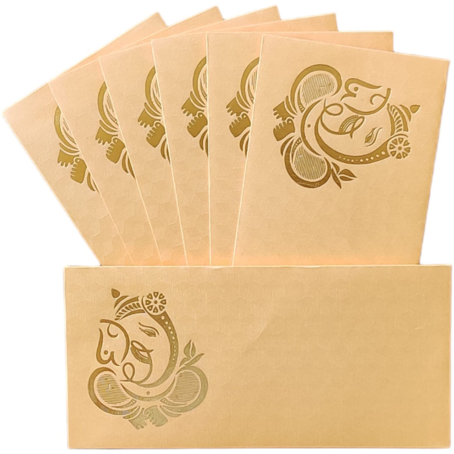 Jhintemetic - Pack Of 25 Matellic Cream Colourful Designer Shagun Lifafa/Money Gift Envelope With Golden Ganesha For Gifting Money On Wedding, Birthday & Any Other Occasion