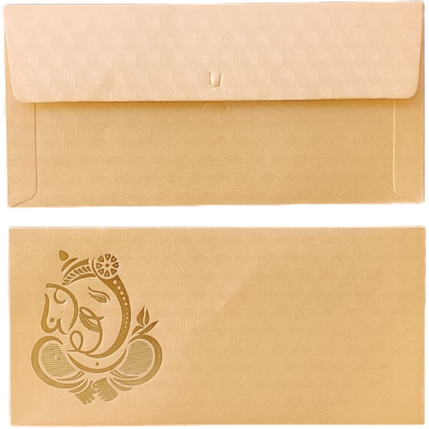 Jhintemetic - Pack Of 25 Matellic Cream Colourful Designer Shagun Lifafa/Money Gift Envelope With Golden Ganesha For Gifting Money On Wedding, Birthday & Any Other Occasion
