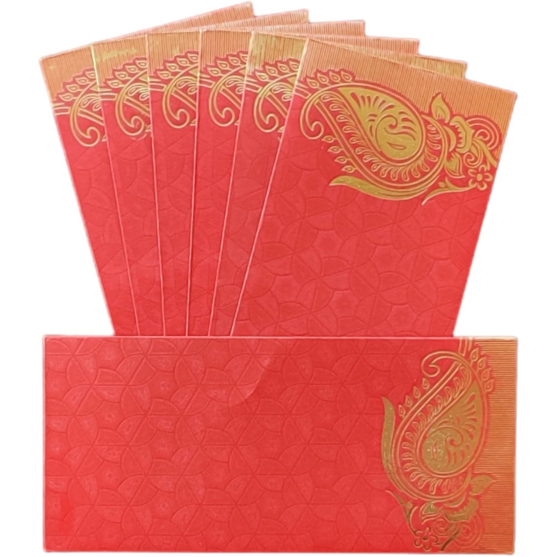 Jhintemetic - Pack Of 25 Matellic -Wine-Red Colourful Designer Shagun Lifafa/Money Gift Envelope With Golden Matellic Keri For Gifting Money On Wedding, Birthday & Any Other Occasion