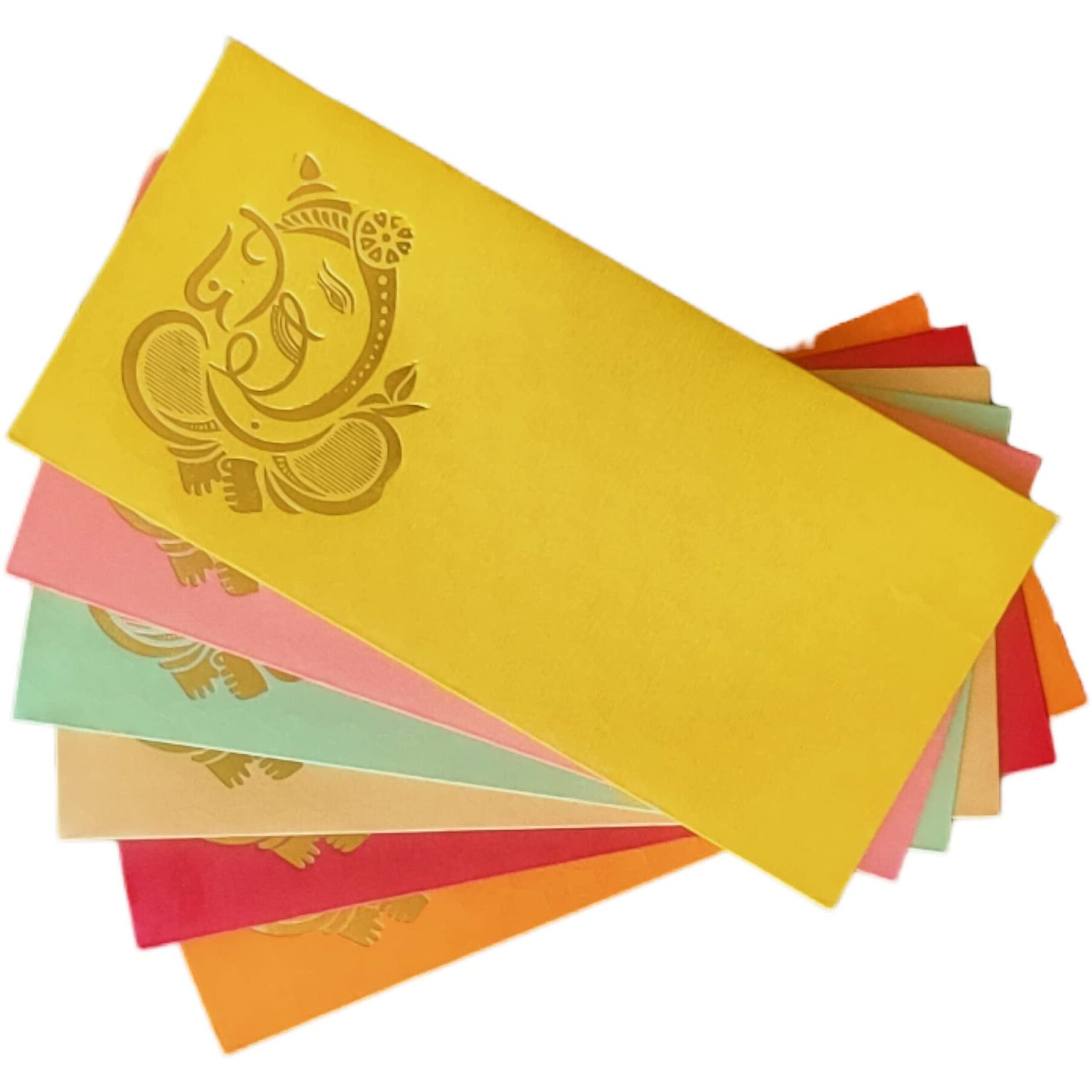 Jhintemetic - Pack Of 25 Matellic 5 Colours Of 5 Each Randomly Picked Colourful Designer Shagun Lifafa/Money Gift Envelope With Golden Ganesha For Gifting Money On Any Occasion
