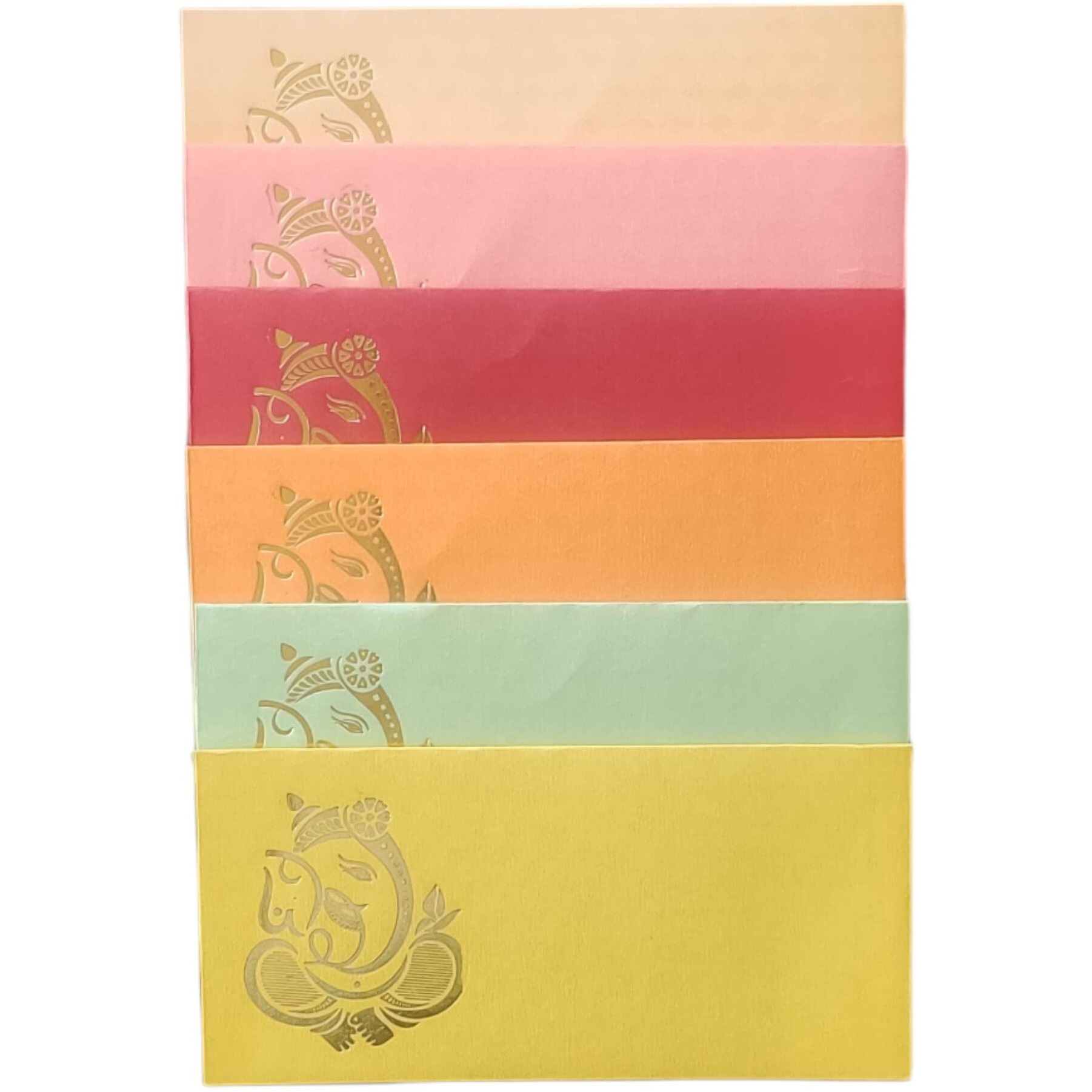Jhintemetic - Pack Of 25 Matellic 5 Colours Of 5 Each Randomly Picked Colourful Designer Shagun Lifafa/Money Gift Envelope With Golden Ganesha For Gifting Money On Any Occasion