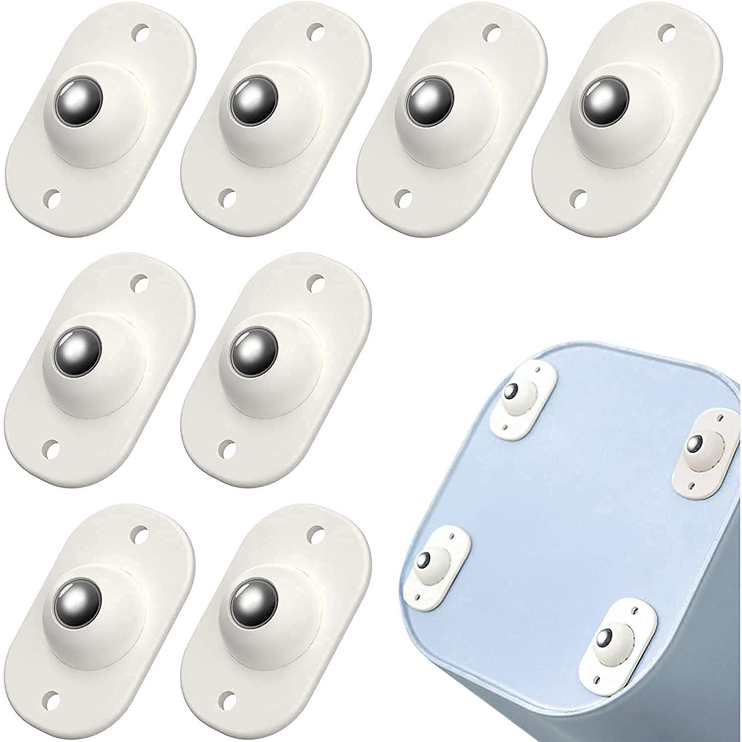 Stratize 4Pcs Self Adhesive Mini Swivel Casters Wheels,Universal Wheels At The Bottom Of The Storage Box, Swivel Caster Wheels 360 Degree Rotation Pulley For Furniture Various Storage Boxes (4)