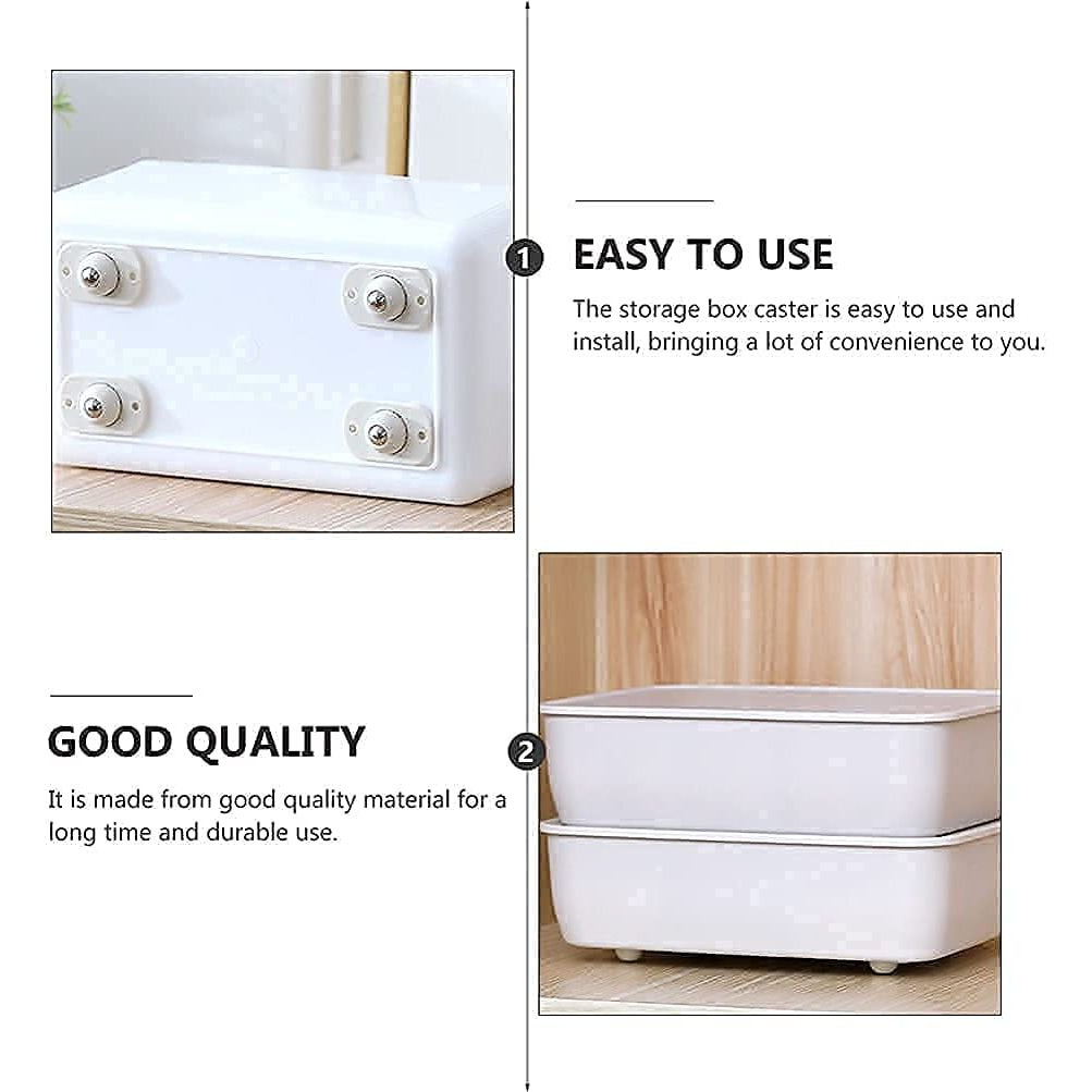 Stratize 4Pcs Self Adhesive Mini Swivel Casters Wheels,Universal Wheels At The Bottom Of The Storage Box, Swivel Caster Wheels 360 Degree Rotation Pulley For Furniture Various Storage Boxes (4)