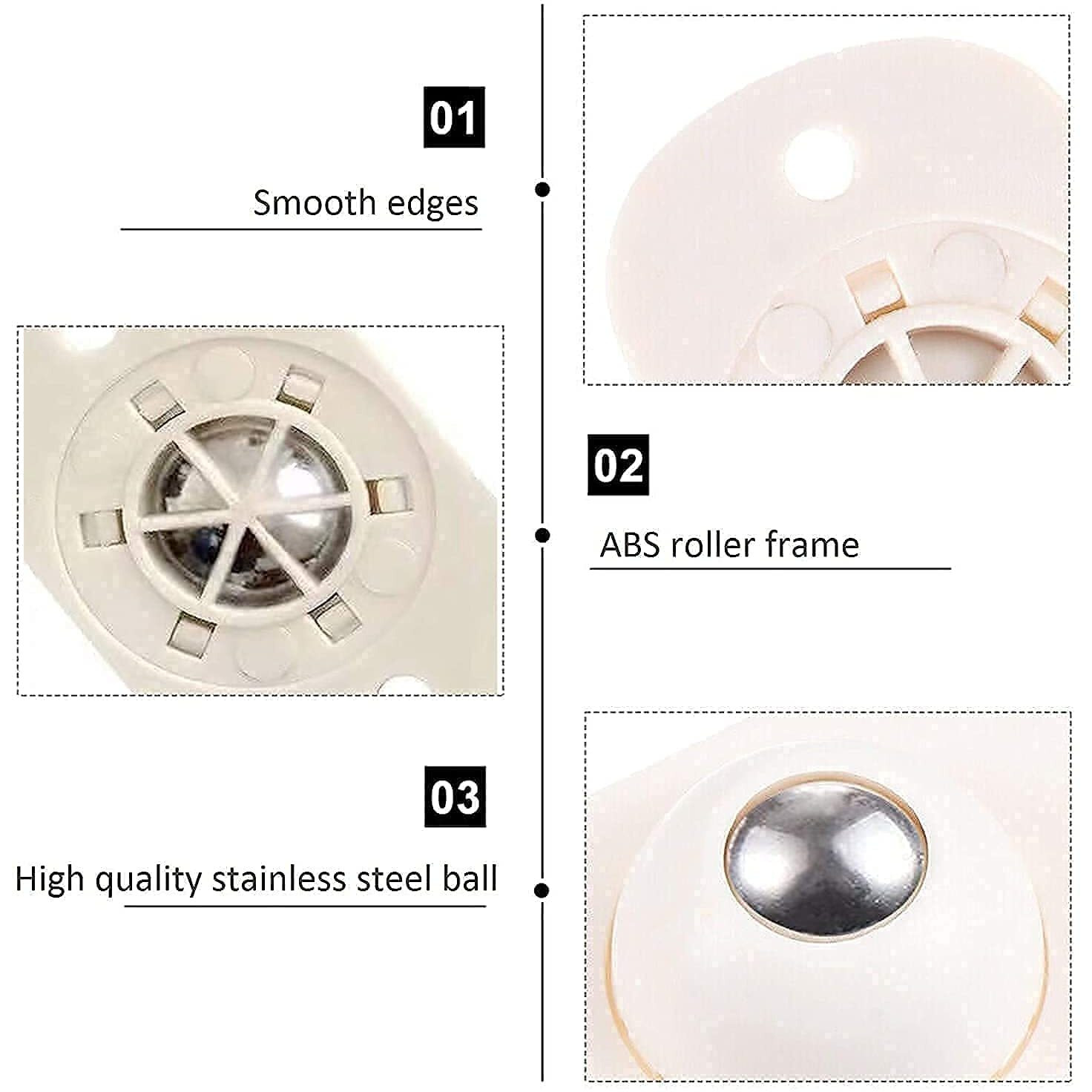 Stratize 4Pcs Self Adhesive Mini Swivel Casters Wheels,Universal Wheels At The Bottom Of The Storage Box, Swivel Caster Wheels 360 Degree Rotation Pulley For Furniture Various Storage Boxes (4)