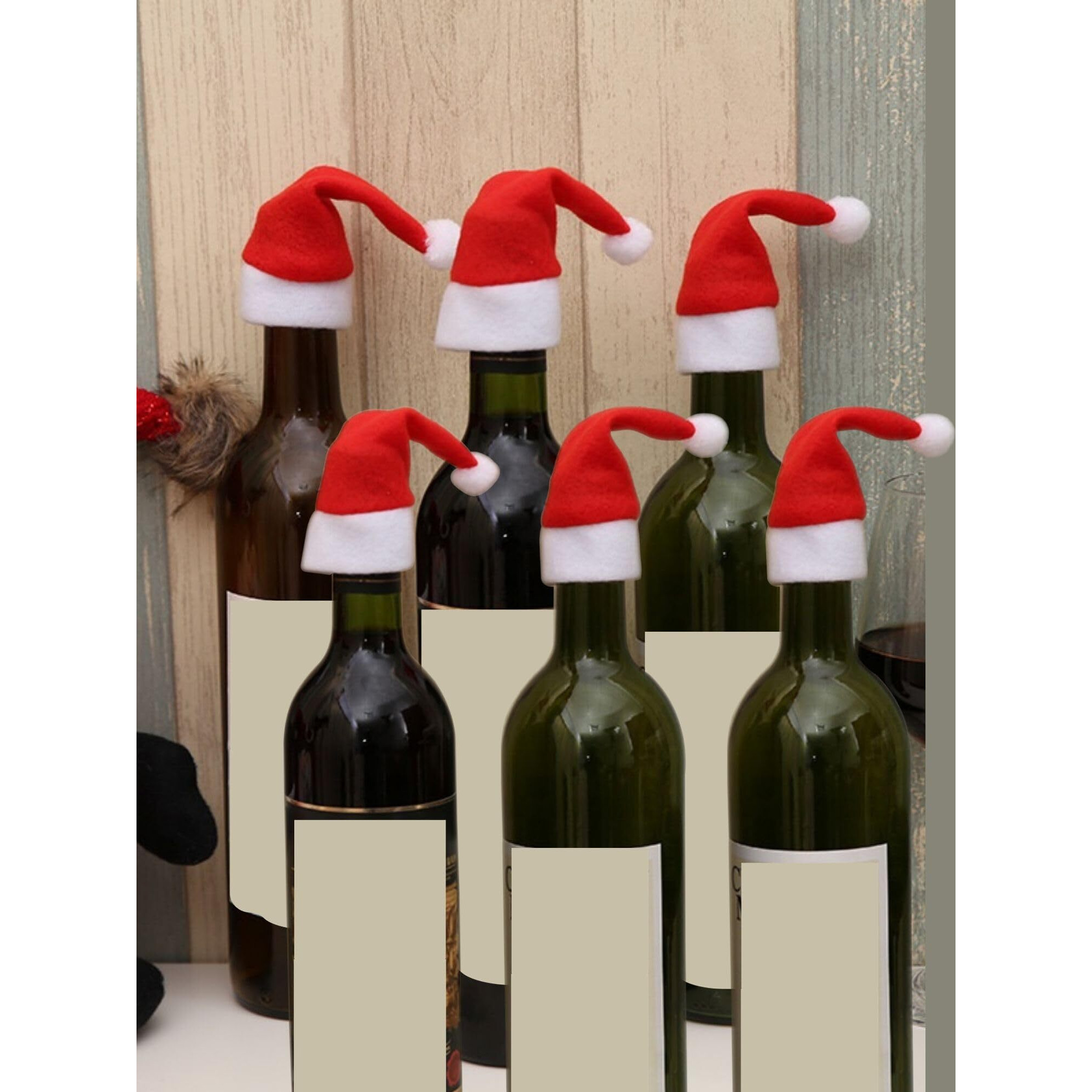 Indian Karigar 6Pcs Christmas Decorations Items For Home Mini Santa Hats For Bottle Topper Decor Unique Christmas Decor Christmas Ornaments Christmas Tree Decoration Items Christmas Gifts For Home