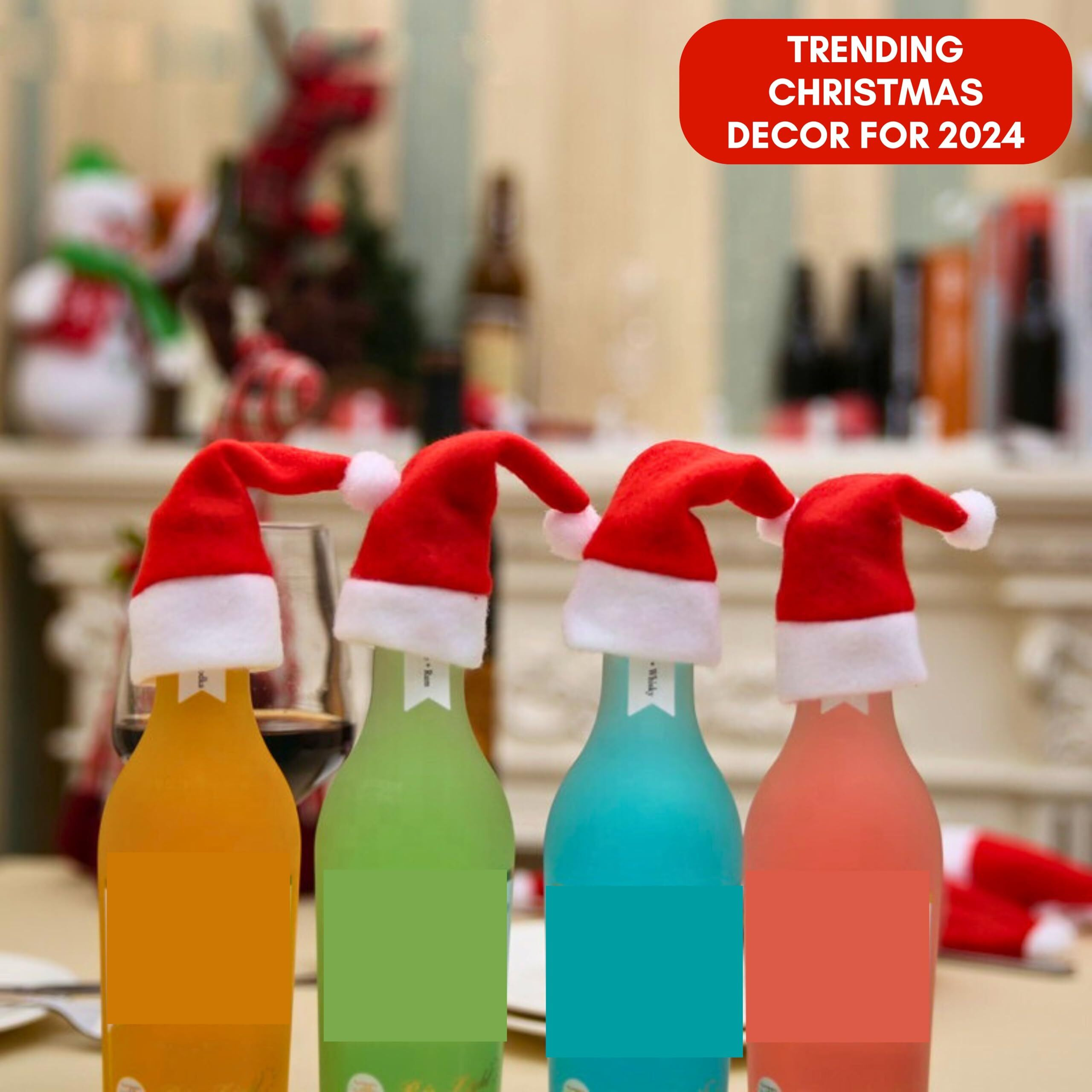 Indian Karigar 6Pcs Christmas Decorations Items For Home Mini Santa Hats For Bottle Topper Decor Unique Christmas Decor Christmas Ornaments Christmas Tree Decoration Items Christmas Gifts For Home