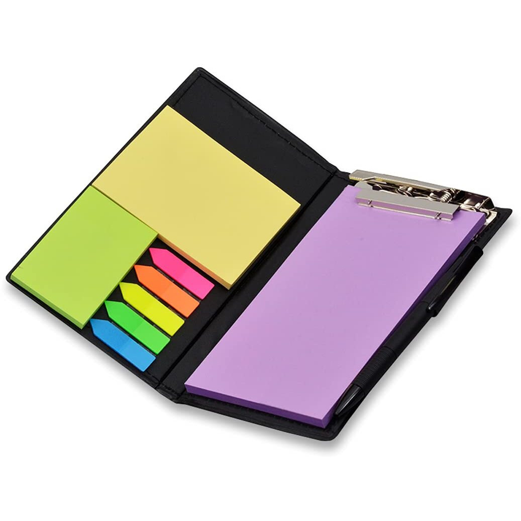 Coi Desk Organizer, Notepad Memo Holder With Colorful Sticky Notes Set Gift With Pen (Lavender)