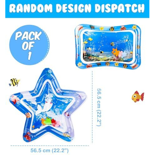 Zest 4 Toyz Baby Kids Water Play Mat Toys Theme Inflatable Tummy Time Leakproof Activity Play Center,Blue