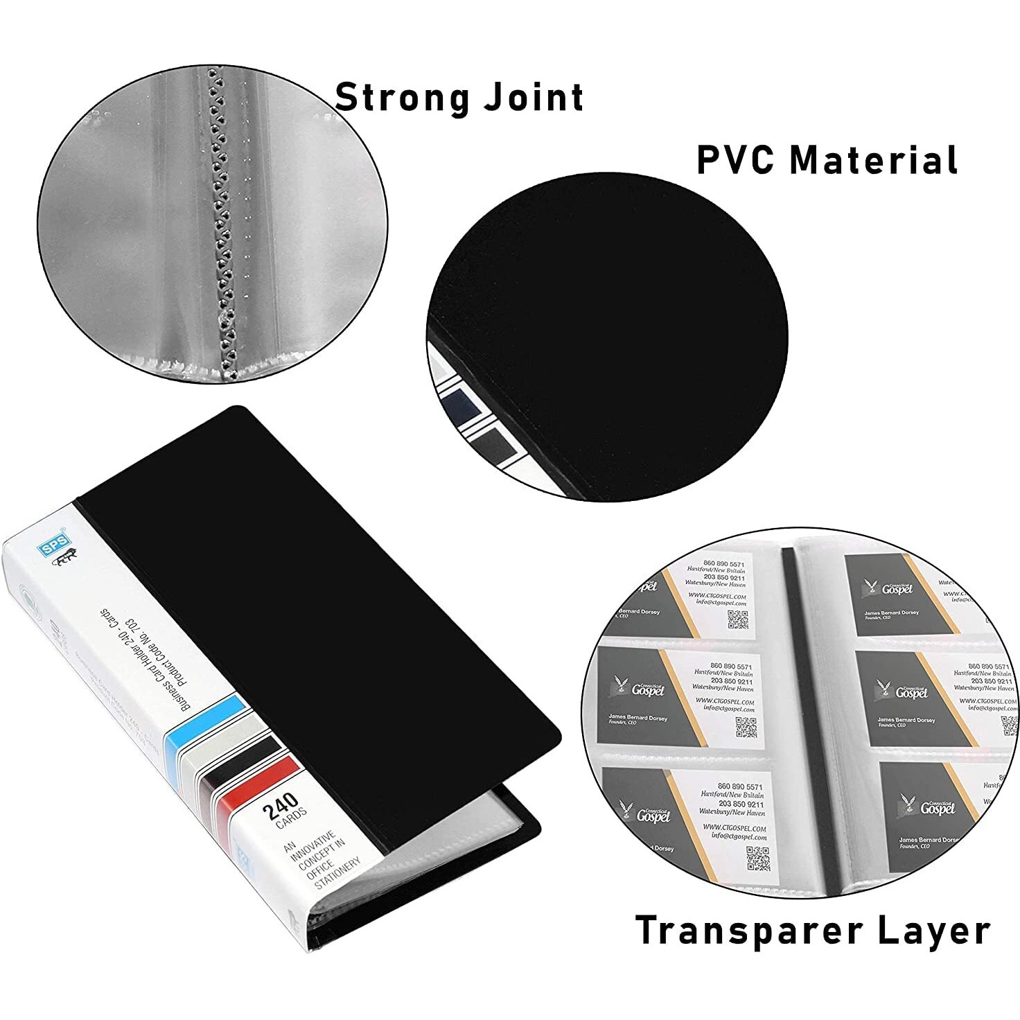 More Buy Business Card Holder, Debit/Credit/Business/Visiting Name Id Card Holder Book Cash Organizer File - 480 Pocket. (Black)