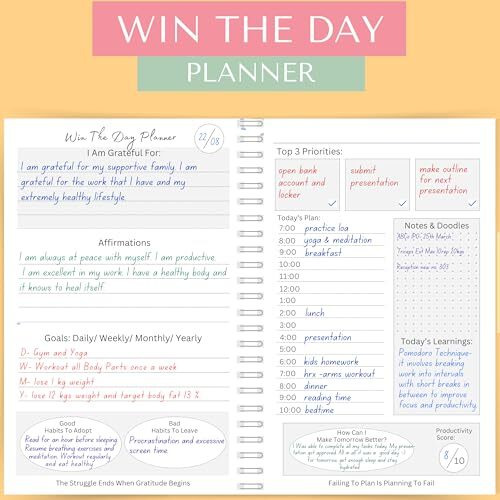 Lauret Blanc Daily Planner And Organizer, Affirmation And Gratitude Journal- A5, 80 Gsm, 160 Pages. Plan For 80 Days.
