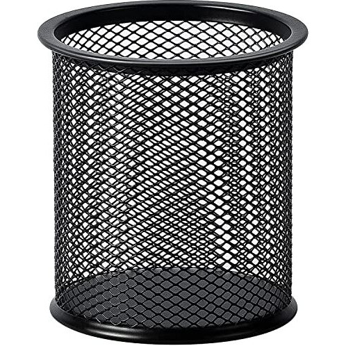 Glun Cylendrical Black Mesh Metal Desk Pen, Pencil And Other Stationery Organiser Holder, Use At Office, School And Home Pack Of 4