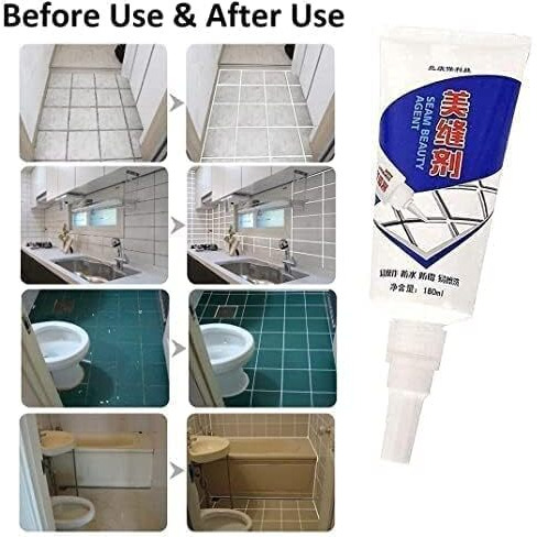 Zevon Tiles Gap Filler Waterproof Crack Agent Water Resistant Silicone Sealant For Diy Home Sink Gaps/Grouts Repair Filler Transparent Glue Tube & Paste For Kitchen, Bathroom (180 Ml)
