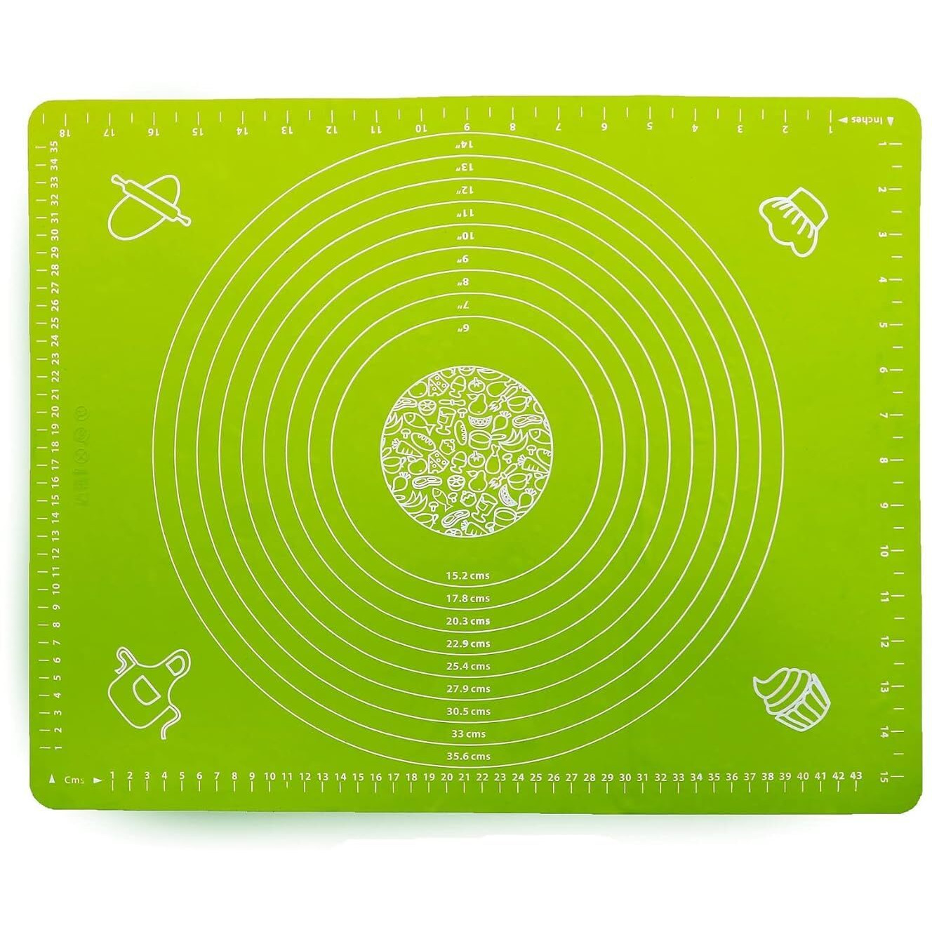 Zelkey Silicon Fondant Rolling Mat Or Silicone Baking Sheet Large With Measurements Stretchable For Kitchen Roti Chapati Cake Pad Cooking Dough Atta Kneading Big Size (Green)