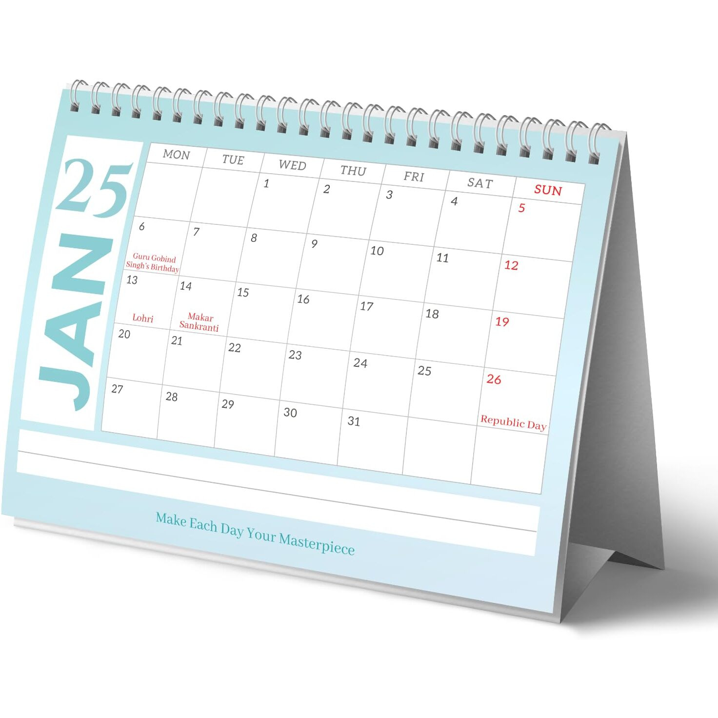 Lauret Blanc Standing Table, Desk Calendar 2025 Planner And Organiser- Home And Office Calendar