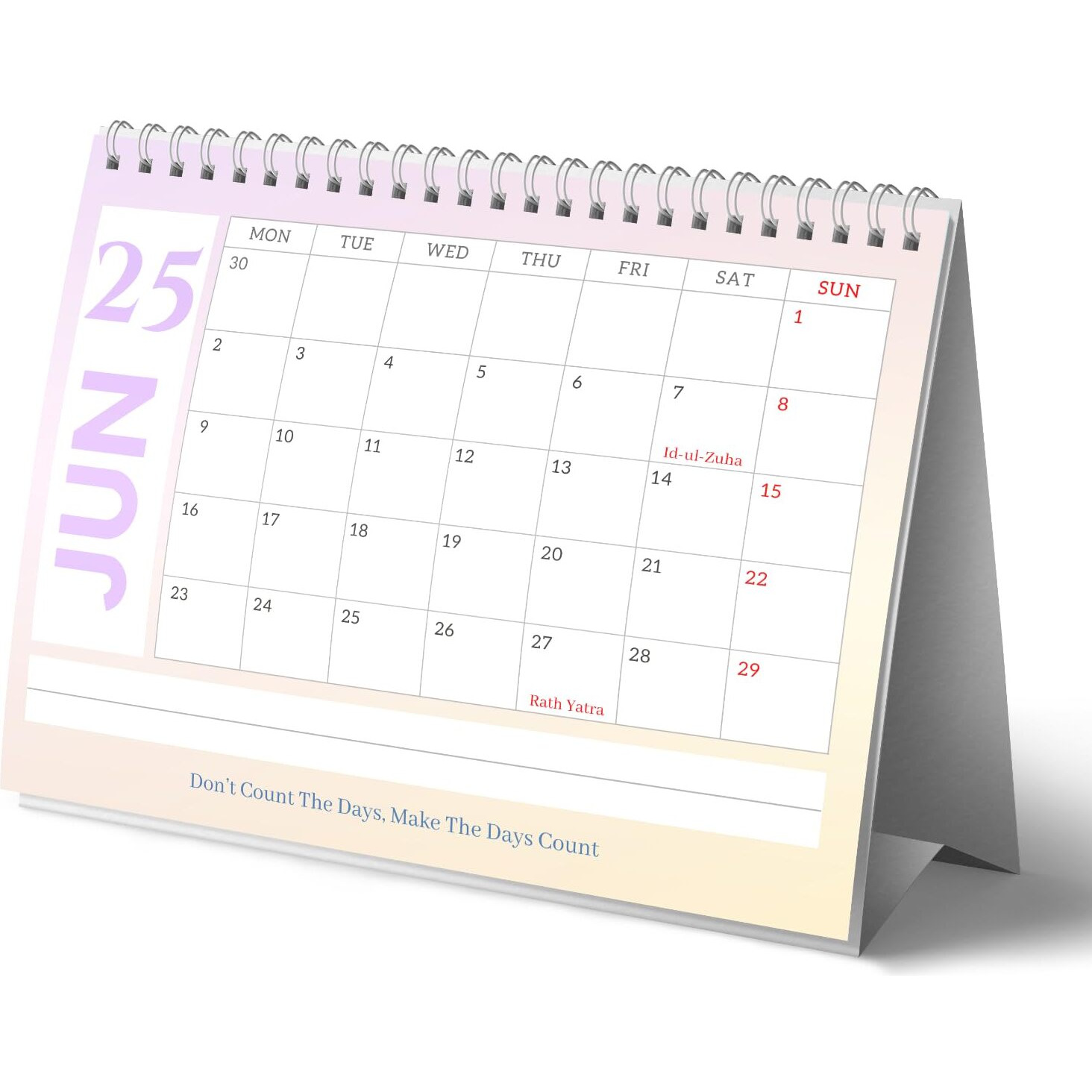 Lauret Blanc Standing Table, Desk Calendar 2025 Planner And Organiser- Home And Office Calendar