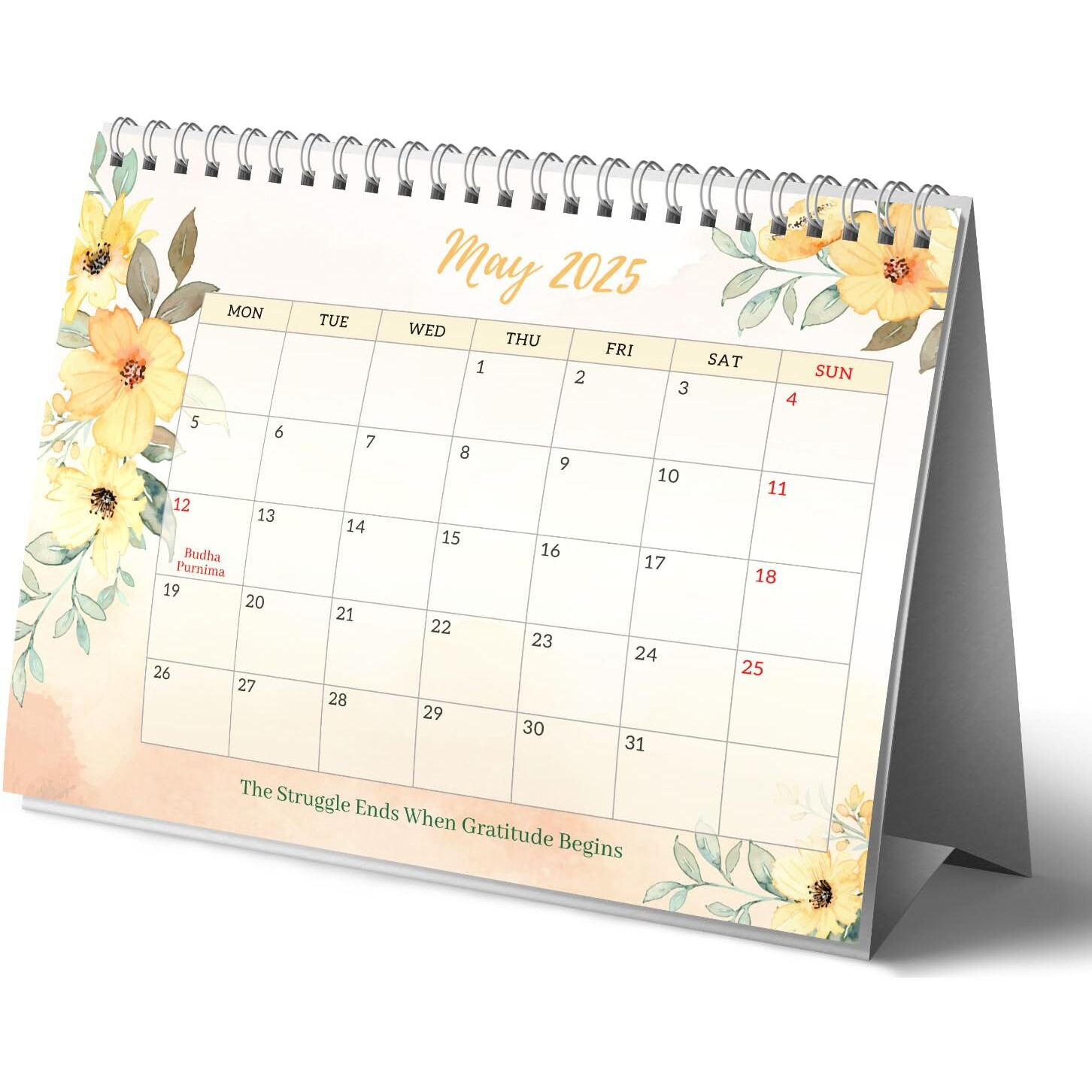 Lauret Blanc Desk Calendar 2025 Planner And Organizer- A5 Size, Monthly Grid View, Notes Section, Home And Office Calendar (Colour 12 A5 Size)