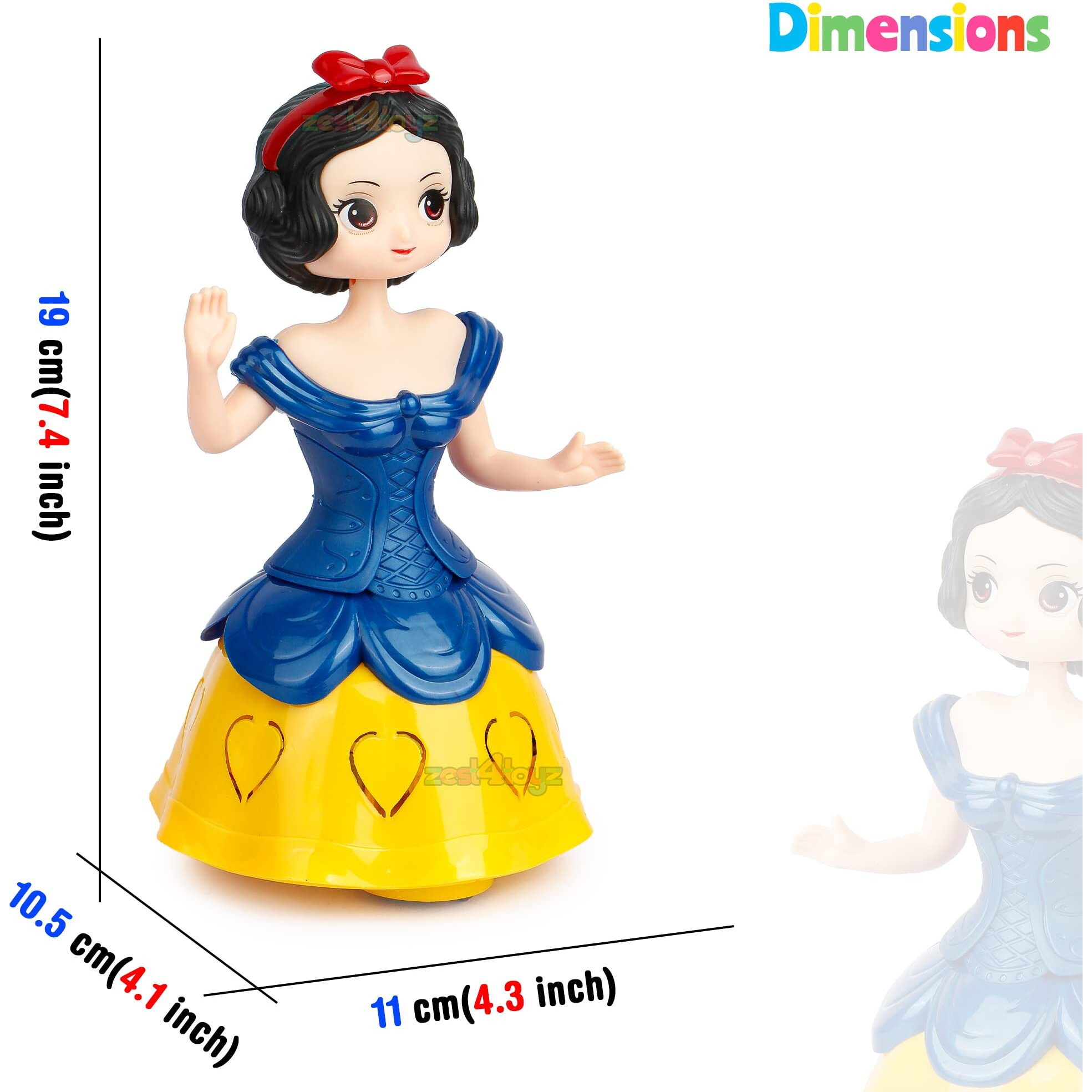 Zest 4 Toyz Musical Toys For Kids Princess Dancing Doll 360 Degree Rotating Light & Sound Toy Bump And Go Action For 1 Year Old Baby Boys & Girls - Random Colors (Pack Of 1)