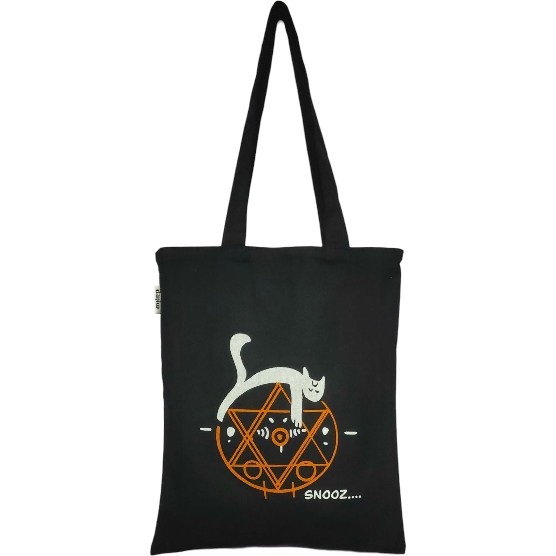 Danioo &quotDon'T Worry We Carry" Canvas Reusable Cloth Tote Bag With Zipper And Inner Pocket For Women And Girls, Travel/Beach/Gift/College Tote Bag Pack Of 1 (Black) (White, Orange)