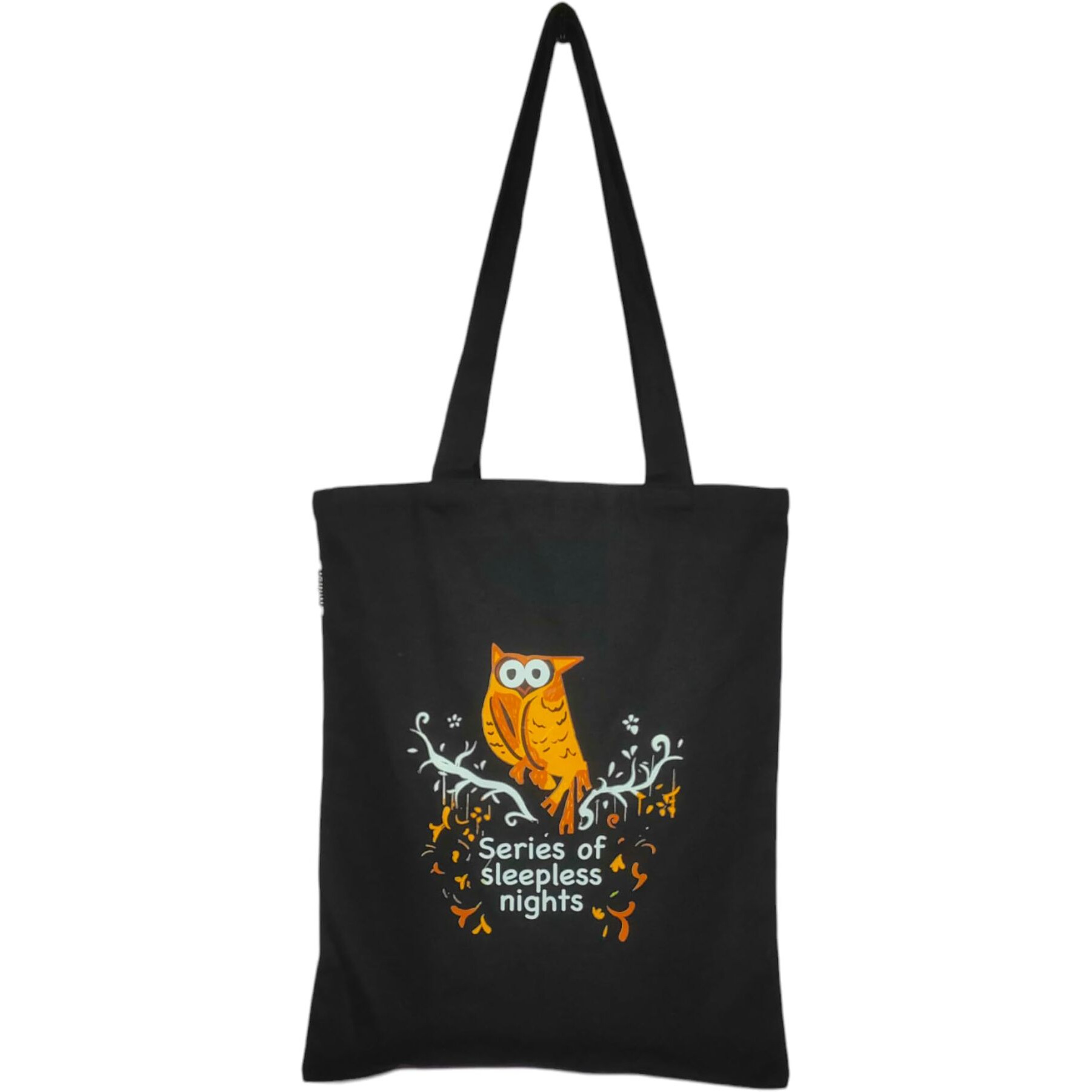Danioo &quotDon'T Worry We Carry" Canvas Tote Bag For Women, Multipurpose Handbags For Women With Zipper And Pocket For Travel, Shopping And College Tote Bag (Black Owl), White & Black