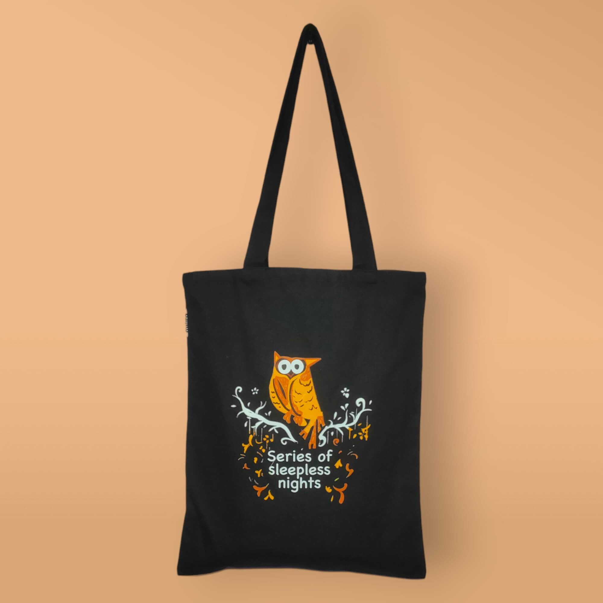 Danioo &quotDon'T Worry We Carry" Canvas Tote Bag For Women, Multipurpose Handbags For Women With Zipper And Pocket For Travel, Shopping And College Tote Bag (Black Owl), White & Black