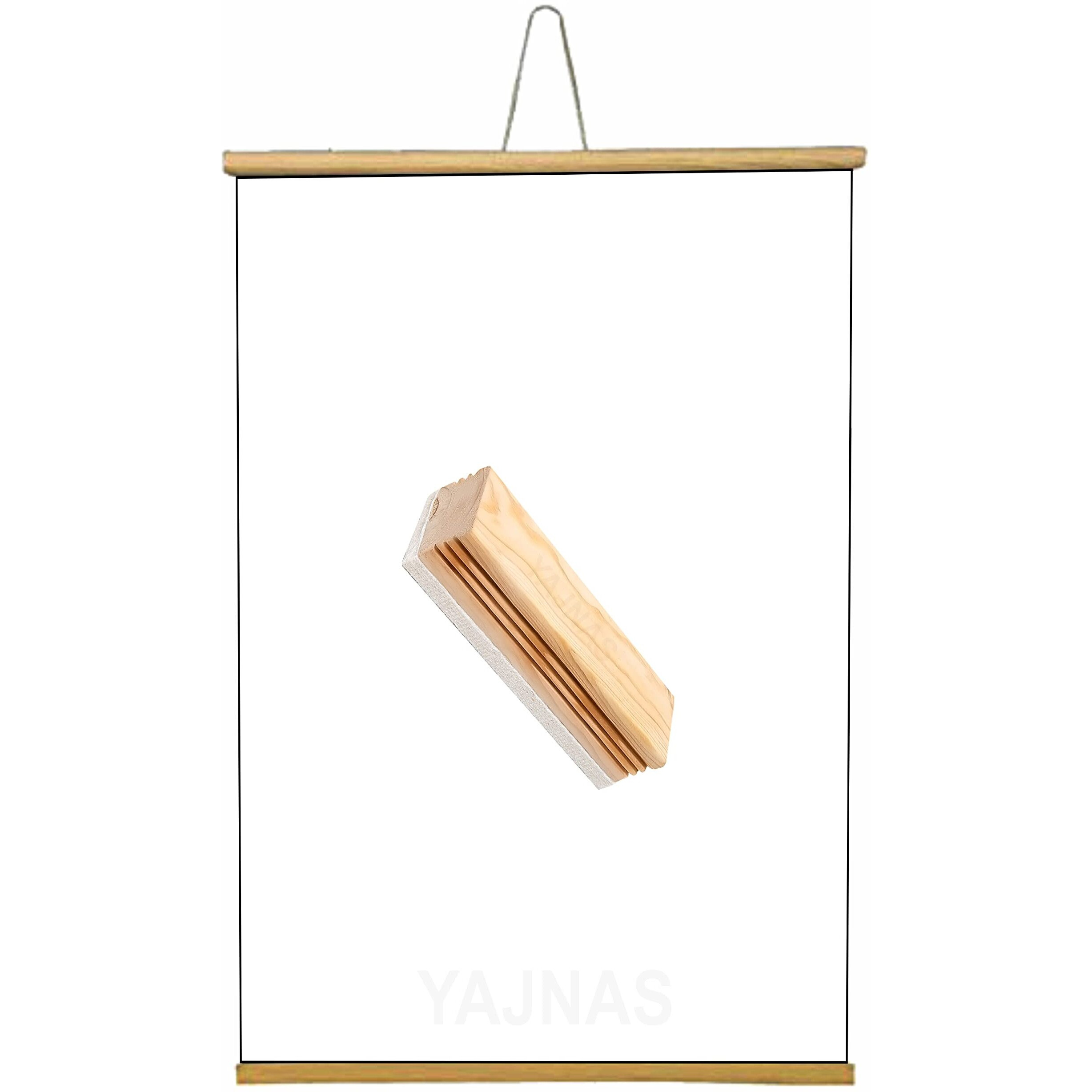 Yajnas 2X3 Feet/ 60X90 Cm Roll Up Wooden White Board For Teaching Chalk Board Wall Hanging For Kids + Wooden Duster (60 Cm X 90 Cm)(White 2X3 Feet (White)