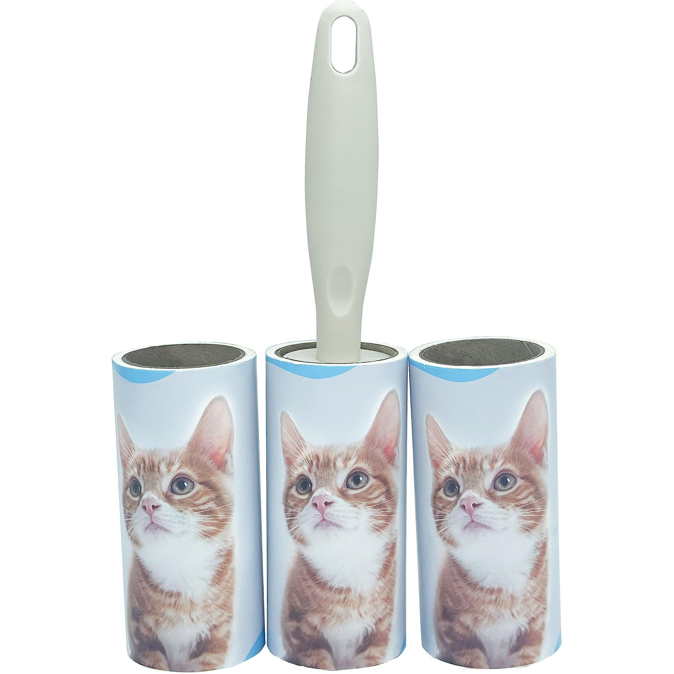 House Of Quirk Lint Rollers Brush Reusable Sticky Picker Cleaner Roller Easy-Tear Sheets Pet Hair Lint Roller 10Cm Sheet Set Of 3 Rolls 180 Sheets, 60 Sheets Each Roll - Brown Cat
