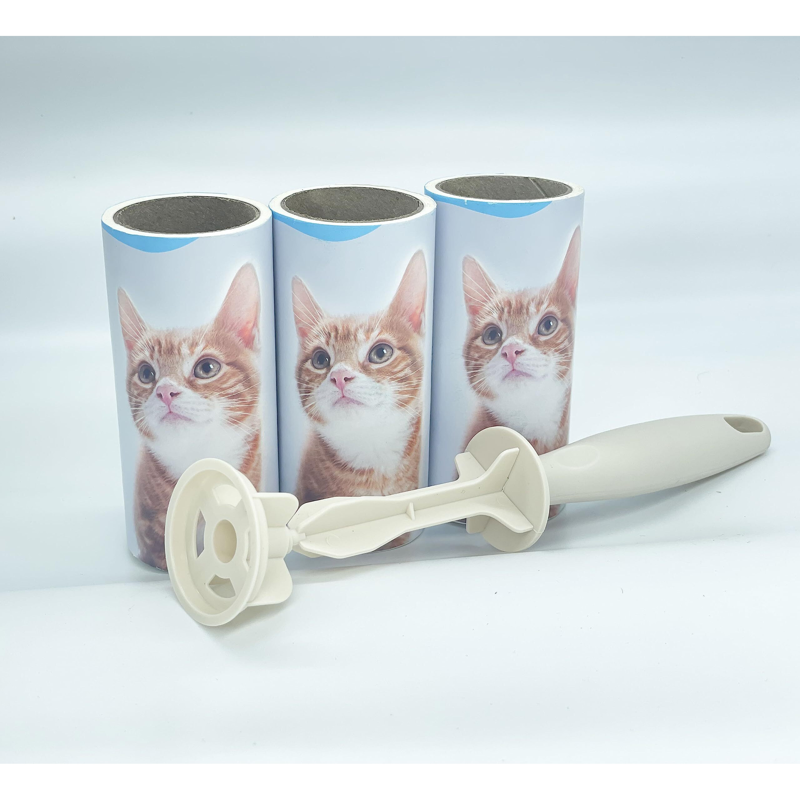 House Of Quirk Lint Rollers Brush Reusable Sticky Picker Cleaner Roller Easy-Tear Sheets Pet Hair Lint Roller 10Cm Sheet Set Of 3 Rolls 180 Sheets, 60 Sheets Each Roll - Brown Cat