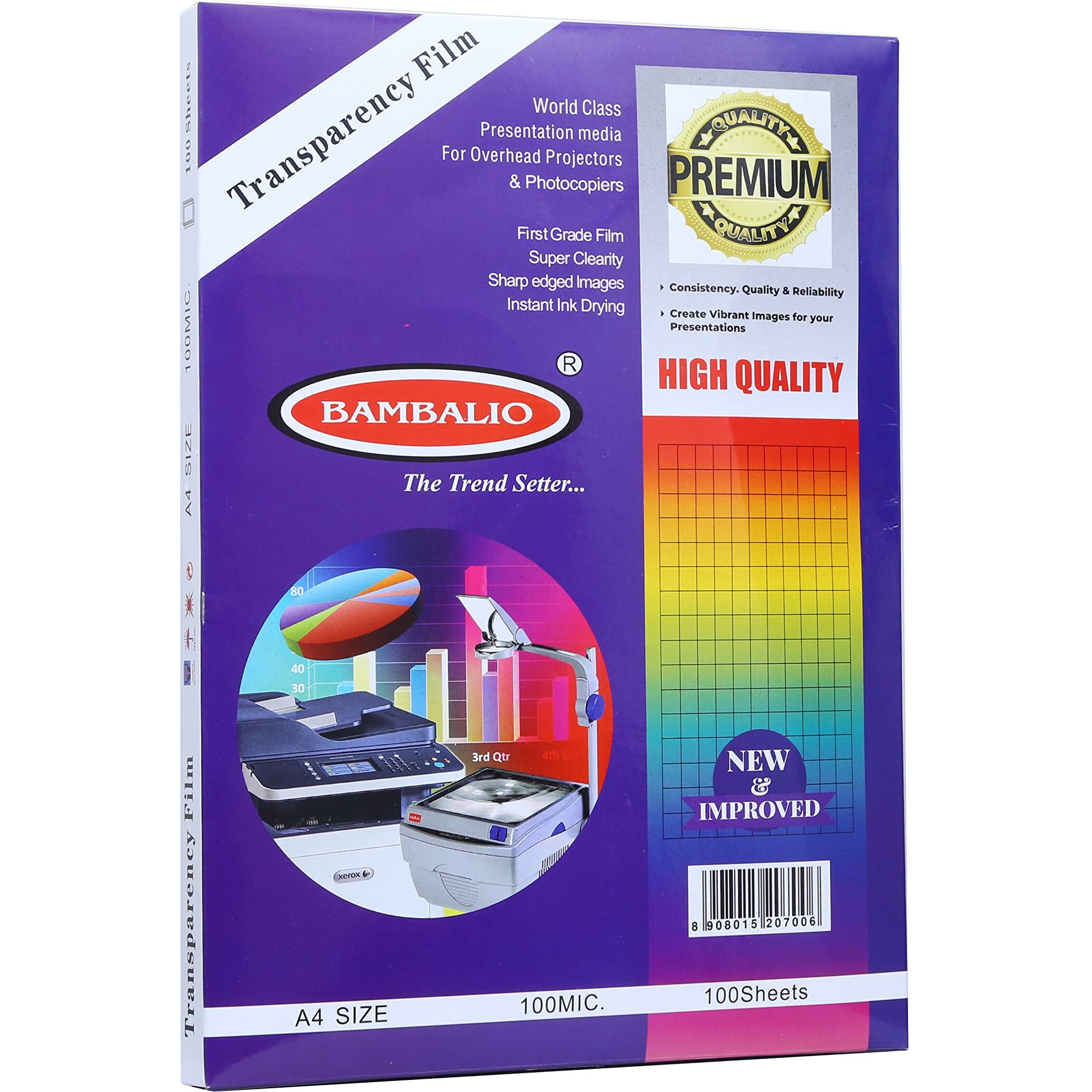 Bambalio Ohp Transparency Films A4 Size -100 Microns -100 Sheets.