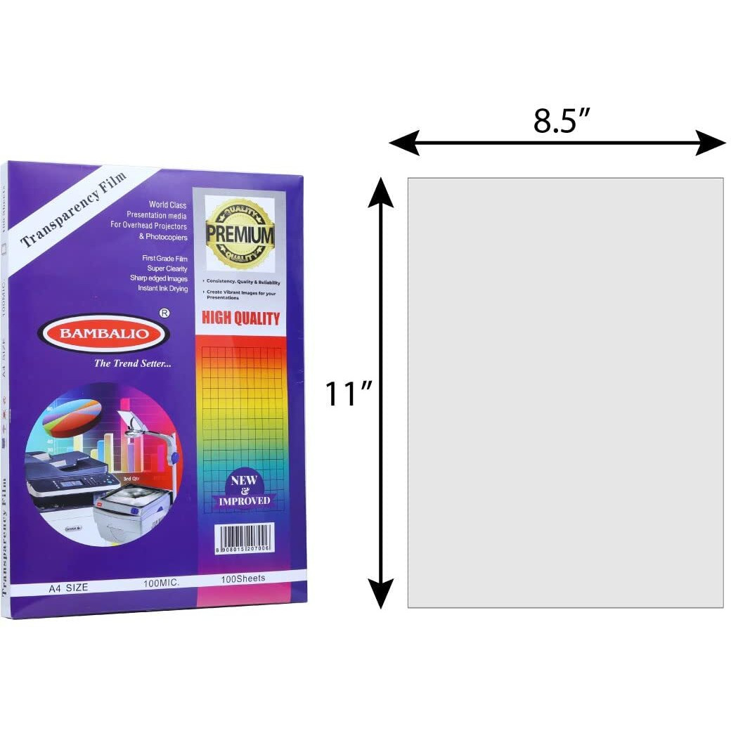 Bambalio Ohp Transparency Films A4 Size -100 Microns -100 Sheets.