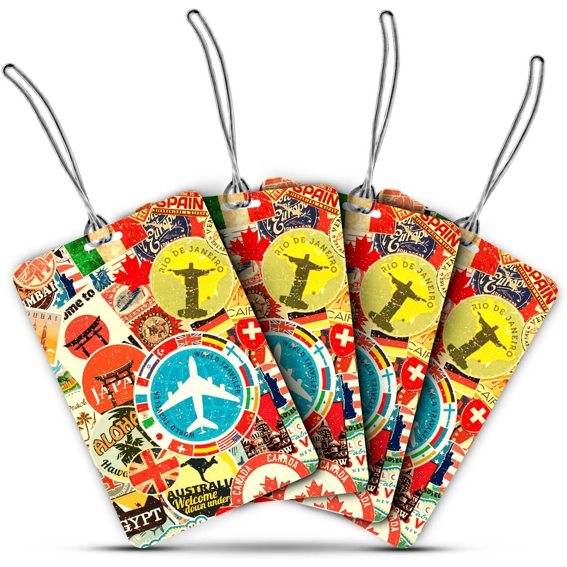 Ultra 3D Luggage Tag For Suitcase & School Bags | Set Of 4 | Stamp Sticker