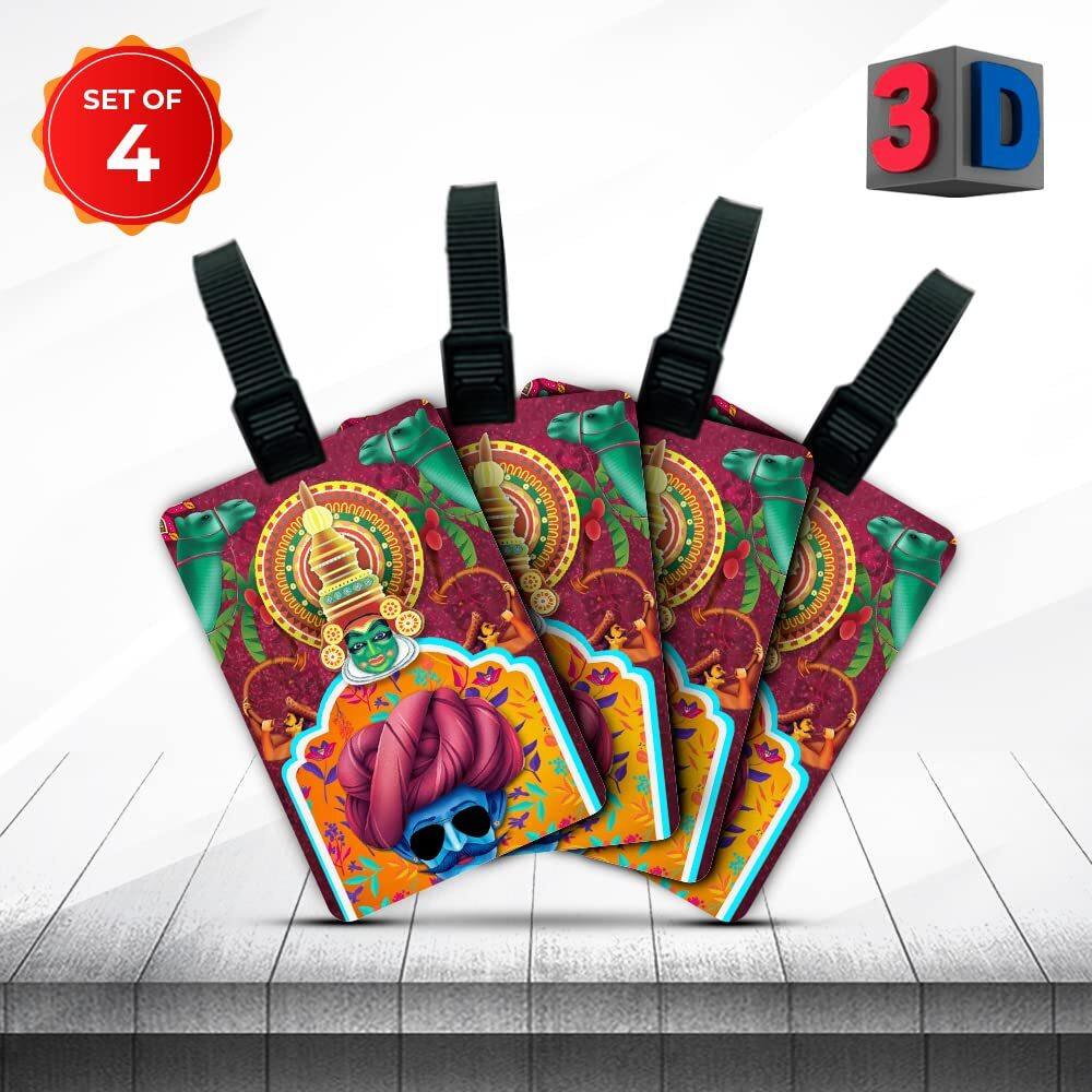 Ultra 3D Luggage Tag For Suitcase & School Bags | Set Of 4 | Incredible India