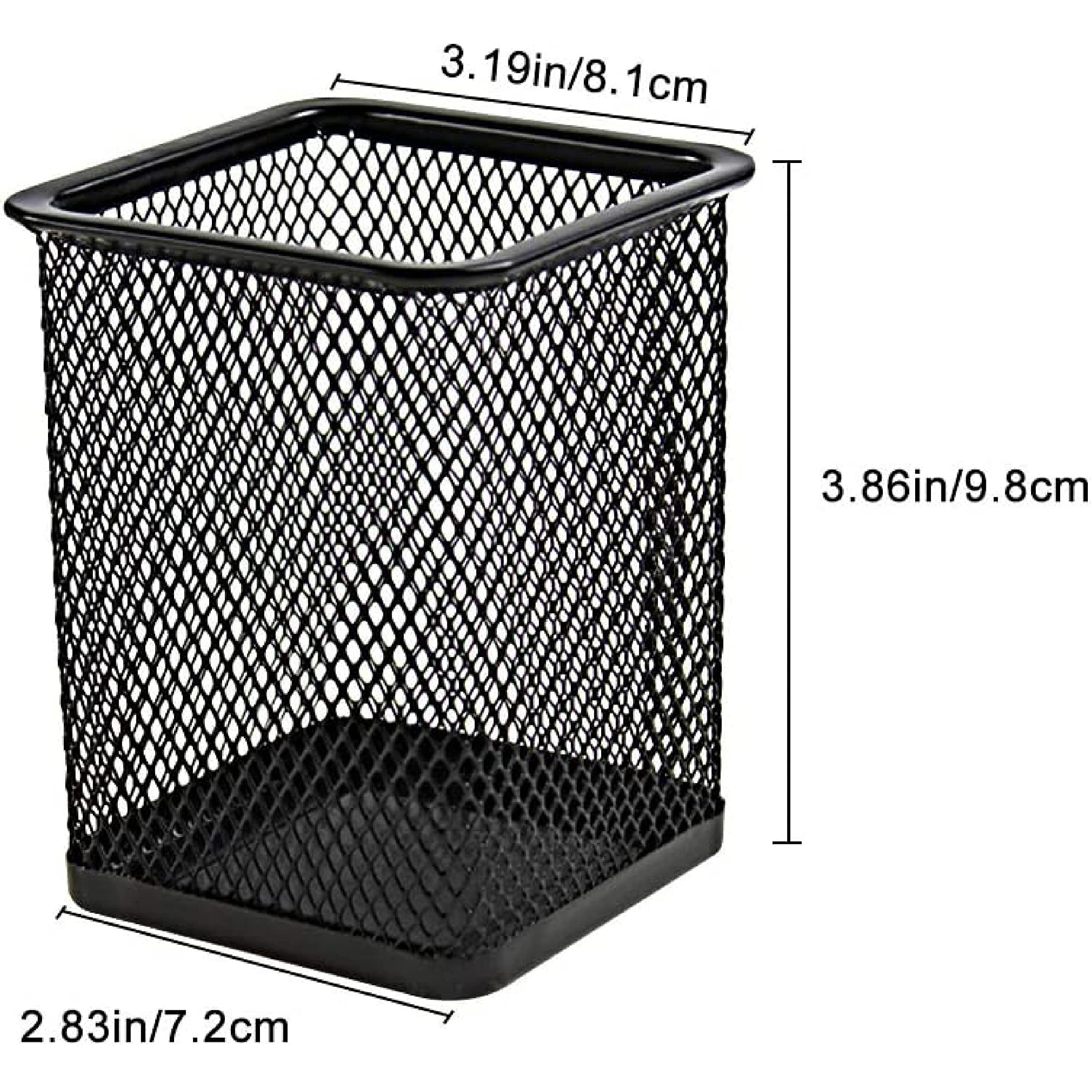 Shuban Metal Mesh Pencil Holder Square Pen Cups For Desk Organizer Classroom Organization Pencil Holders Wire Makeup Brush Holders For Desk Office Supplies -4Pcs