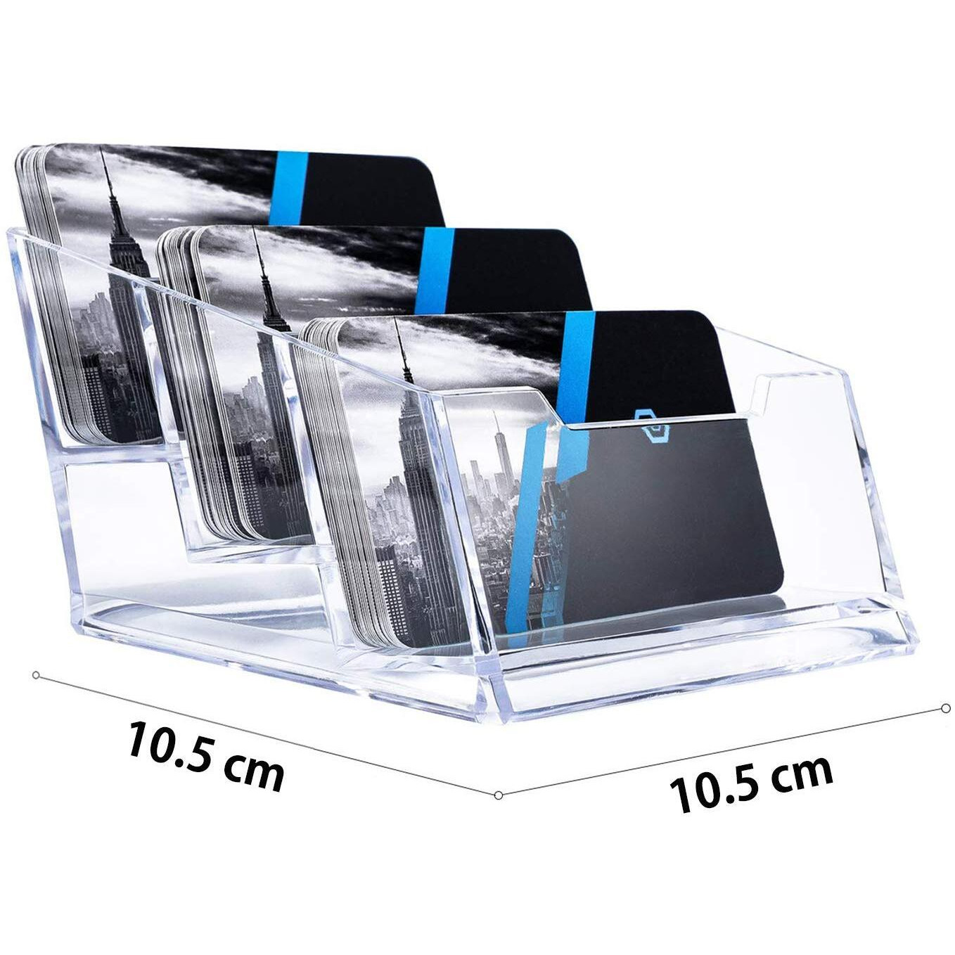 Dahsha 3 - Tier Premium Acrylic Transparent Crystal-Clear Visiting Business Card Holder/Display Stand Desk Organizer For Office Table