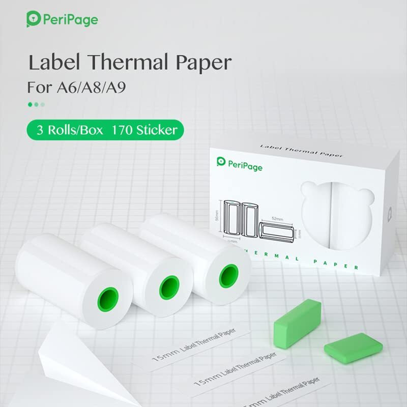 Periperi Peripage 56X30Mm (2Inch) 15Mm Label Thermal Paper (Self-Adhesive) For A6, A6 Hd,A8, A9S Max, A40 And Other 2Inch Thermal Printers. (15Mm Label Thermal Paper)
