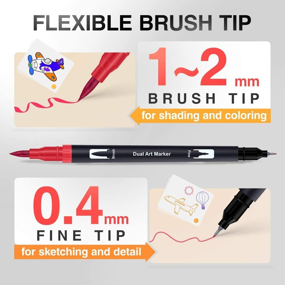 Corslet Brush Pens 24 Shades Dual Tip Color Marker Sketch Pens