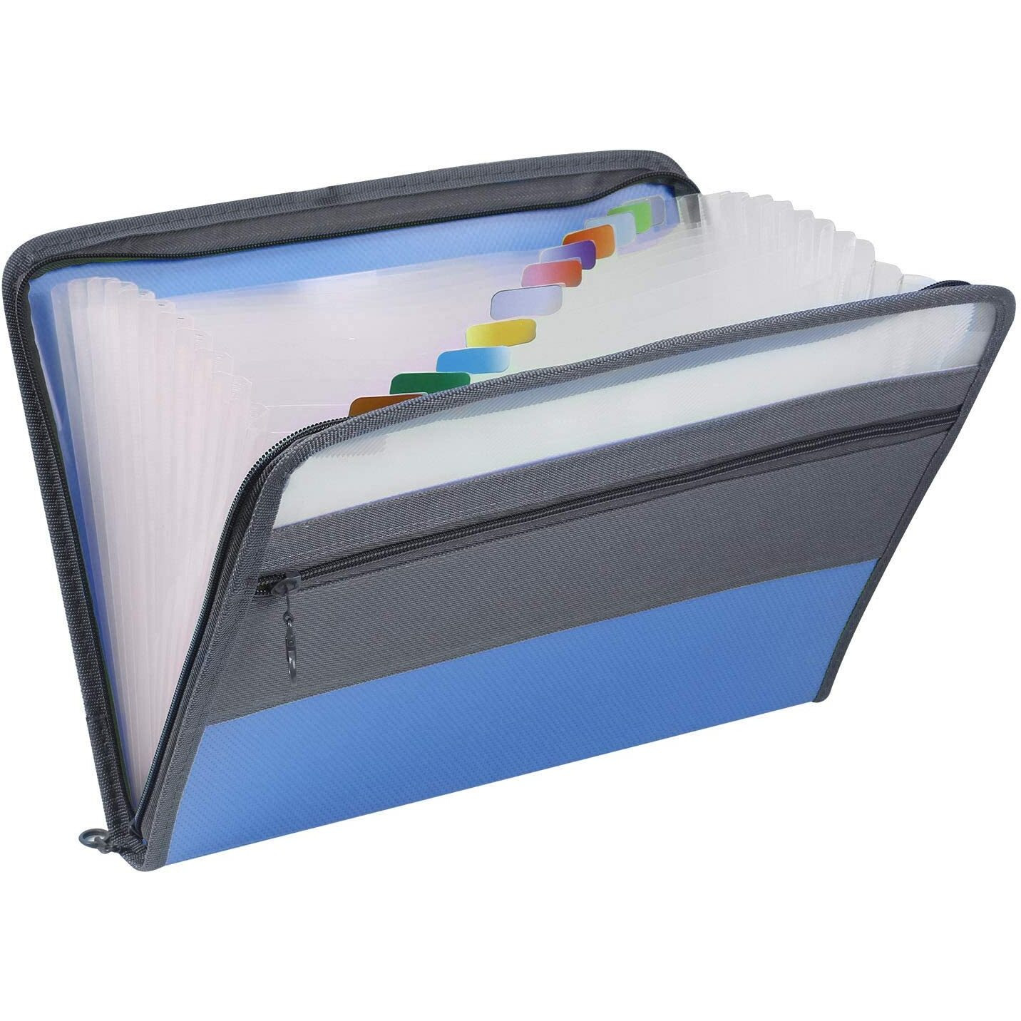 More Buy 12 Pockets Expanding Zipped File Folder For Document, A4 Size Folder, Blue