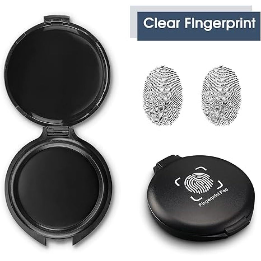 Mold Your Memories Fingerprint Ink Pad, Thumbprint Ink Pad For Notary Supplies, Identification Security Id Fingerprint Cards Law Enforcement, School, Police And Crafts.(Black)