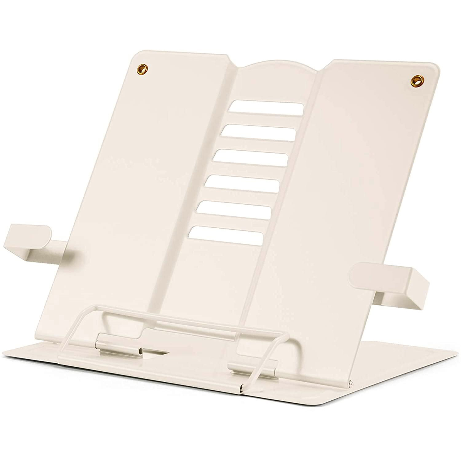 Volo Book Stand Holder/Book Stand/Book Holder/Book Organizer - Portable Metal Desktop Adjustable Foldable, Recipe Book Holder,Textbook Stand, Book Stands & Holders For Reading (Color Cream)