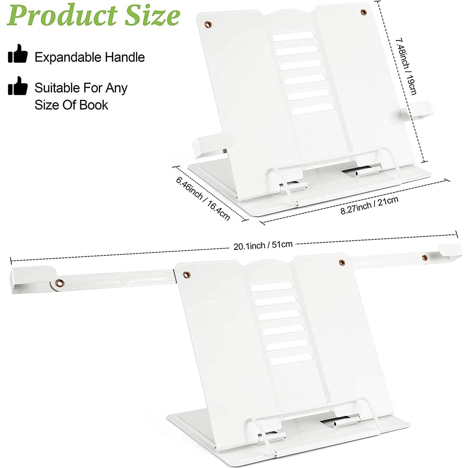 Volo Book Stand Holder/Book Stand/Book Holder/Book Organizer - Portable Metal Desktop Adjustable Foldable, Recipe Book Holder,Textbook Stand, Book Stands & Holders For Reading (Color Cream)