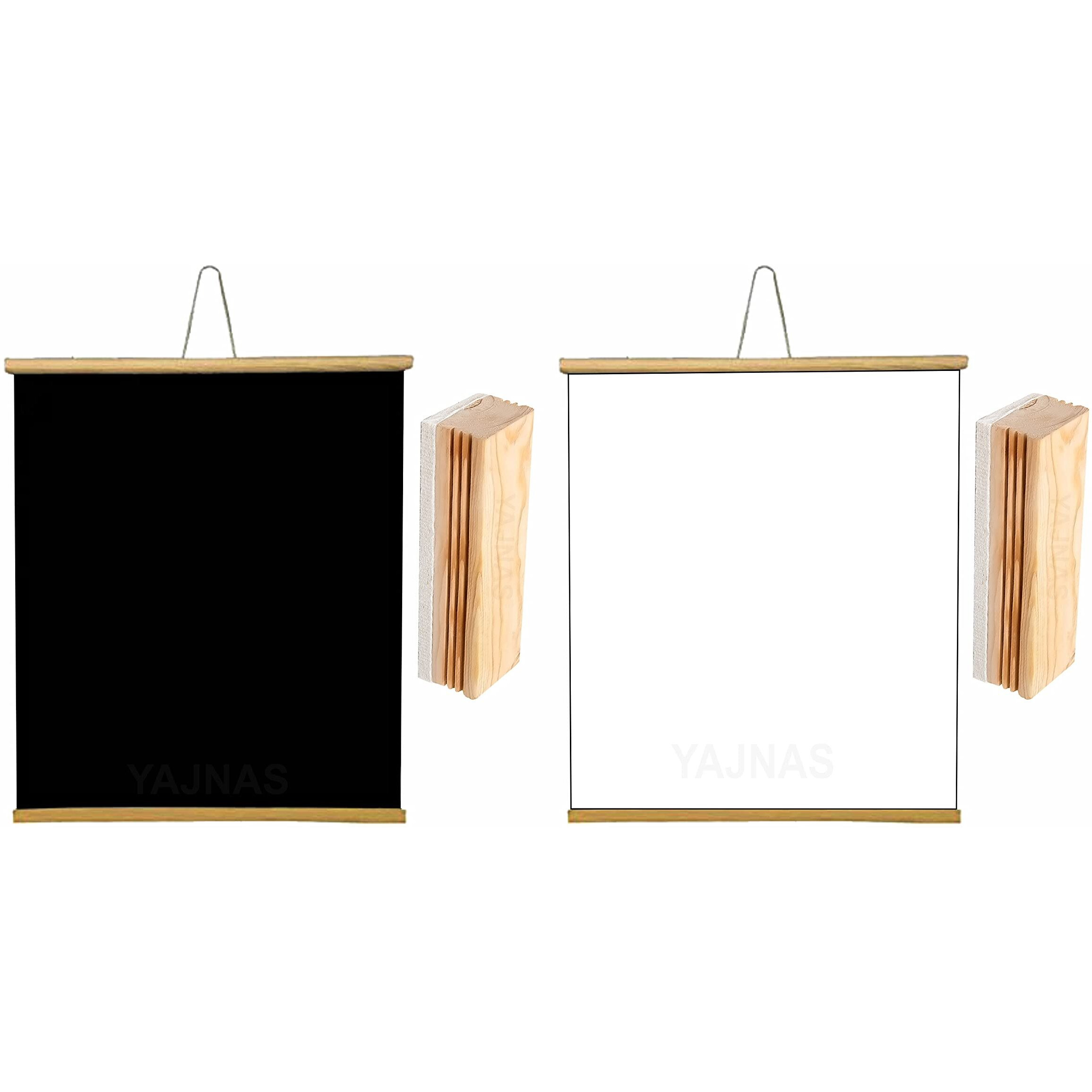 Yajnas Roll Up Wooden Black Board For Teaching Chalk Board Wall Hanging For Kids (18 X 23) (Mix (Pack Of 2))