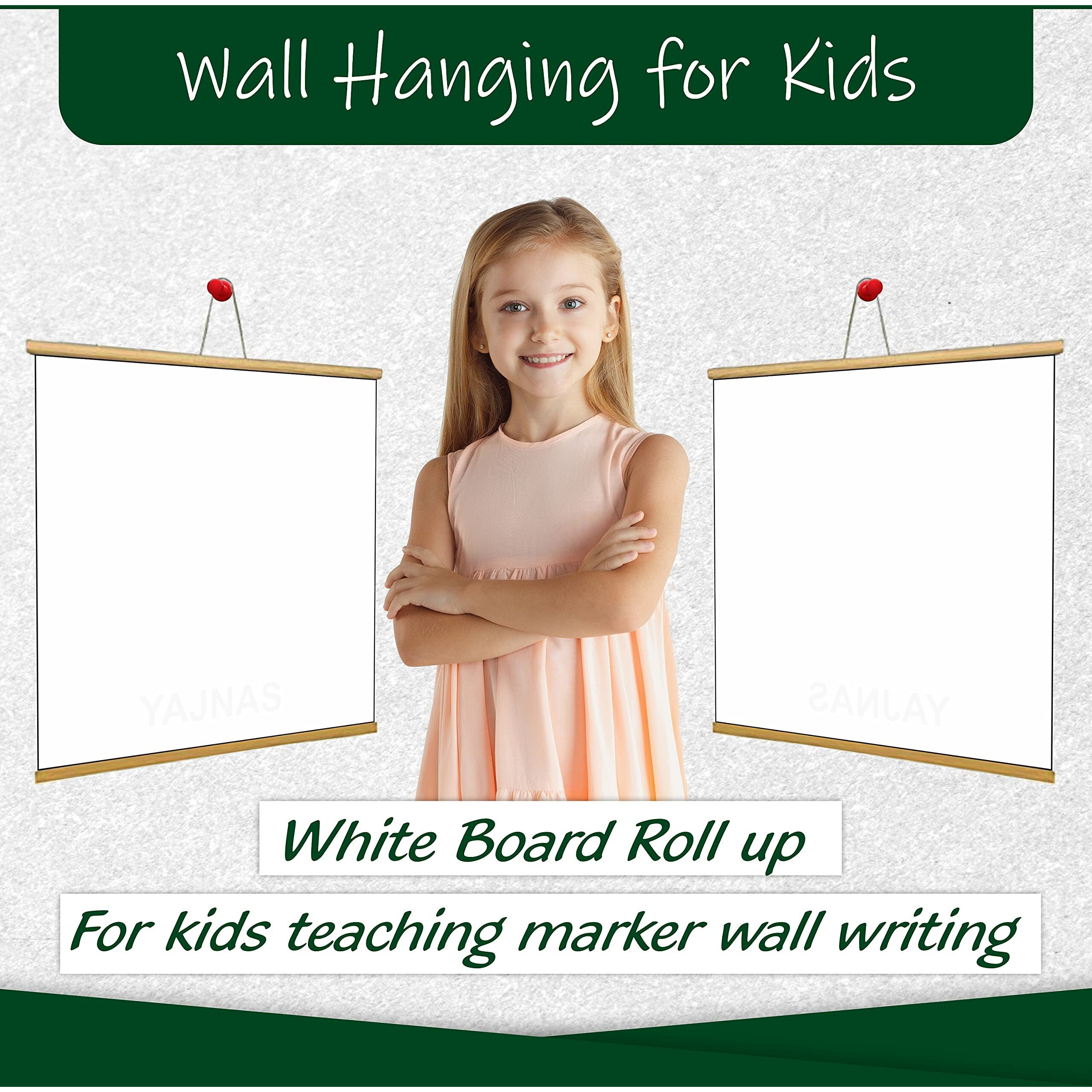 Yajnas Roll Up Wooden Black Board For Teaching Chalk Board Wall Hanging For Kids (18 X 23) (Mix (Pack Of 2))