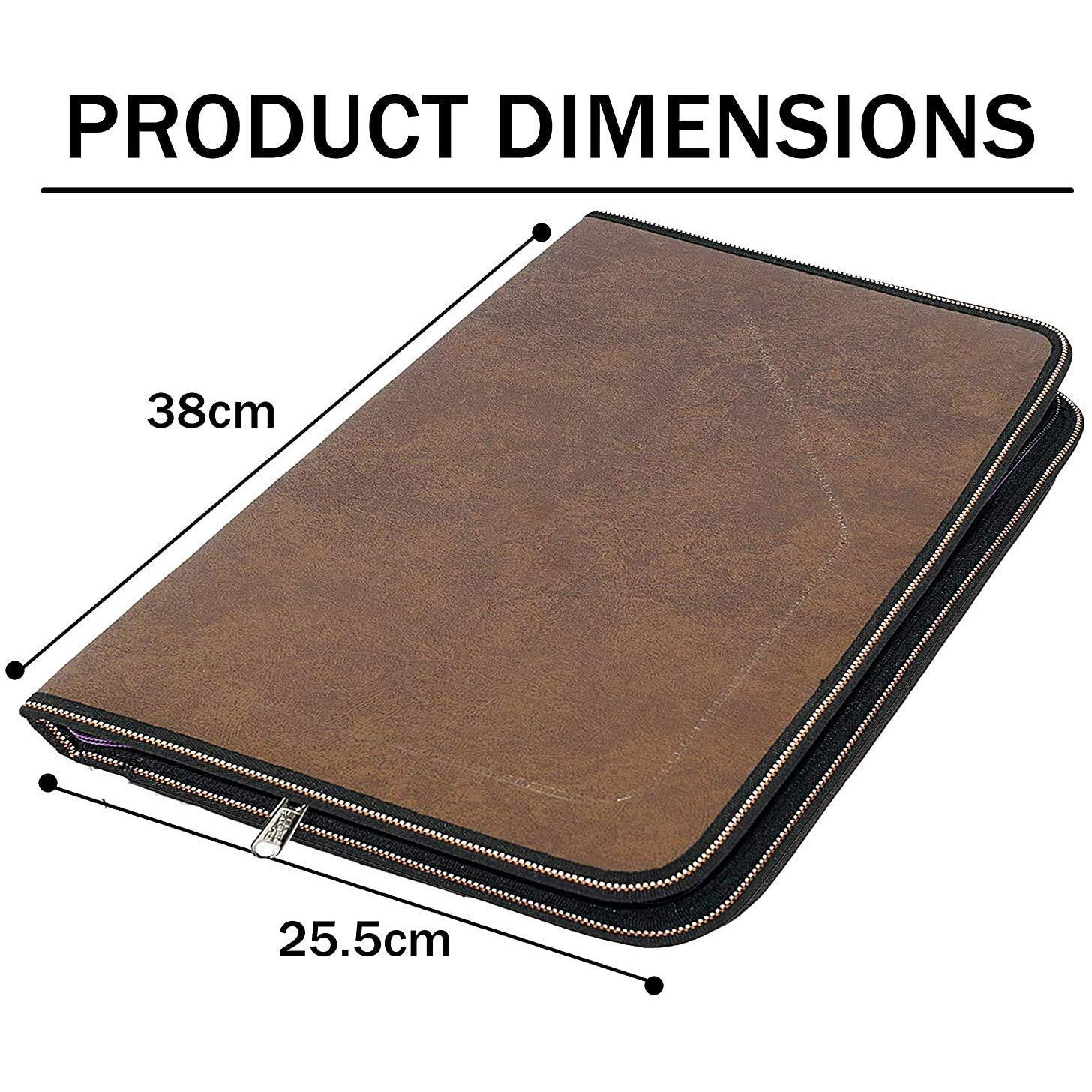 More Buy Pu Leather Multipurpose 24 File Sleeve To Store A4 Professional Files And Folders, Certificate, Legal Size Documents Holder And For Men And Women (Coffee Brown)