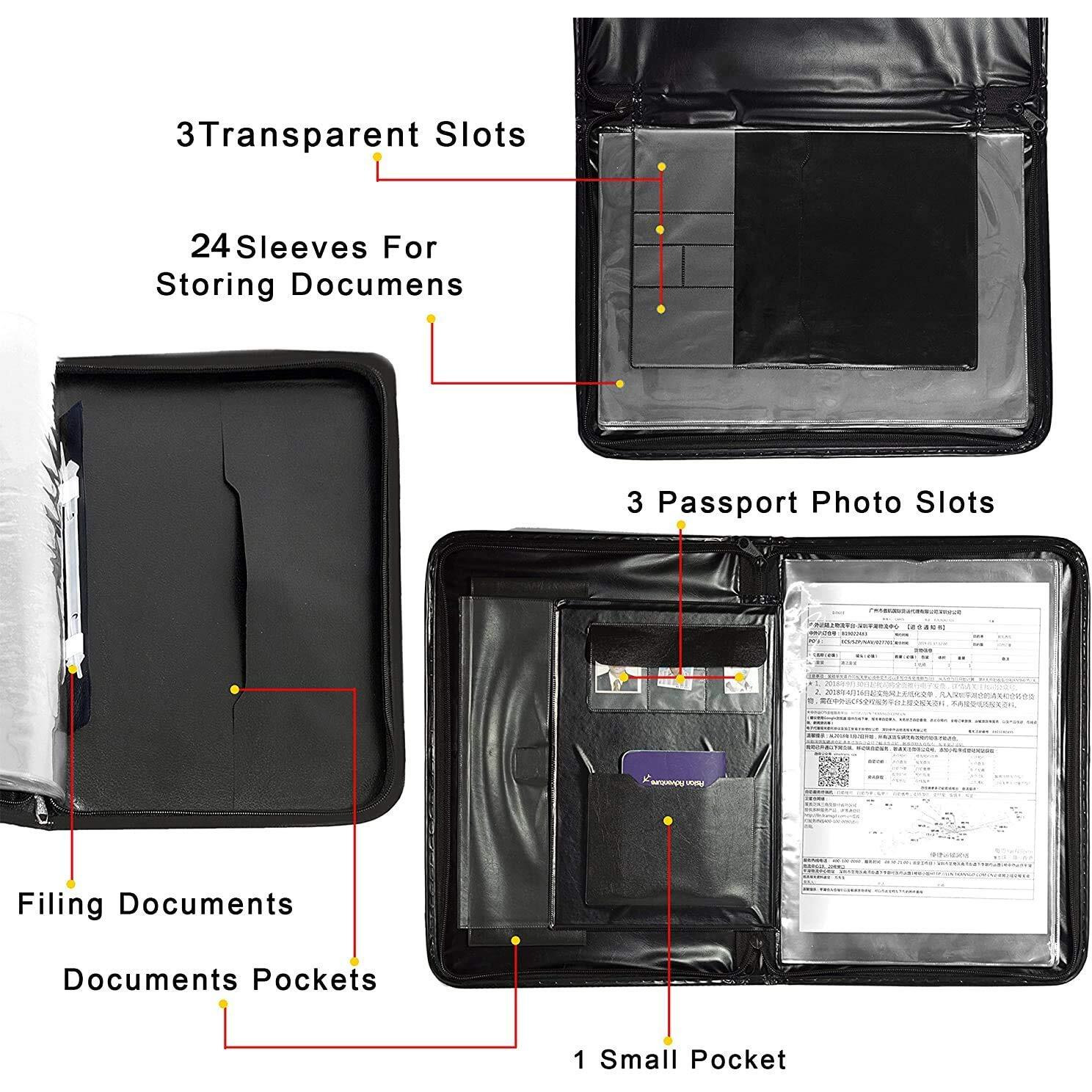 More Buy Pu Leather Multipurpose 24 File Sleeve To Store A4 Professional Files And Folders, Certificate, Legal Size Documents Holder And For Men And Women (Coffee Brown)