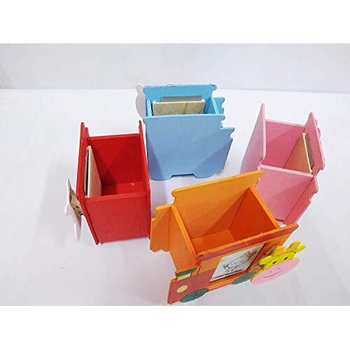 Gold Leaf Wooden Pen Stand With Photo Frame Birthday Return Gifts For Kids (Multicolor, Pack Of 6) (Train)