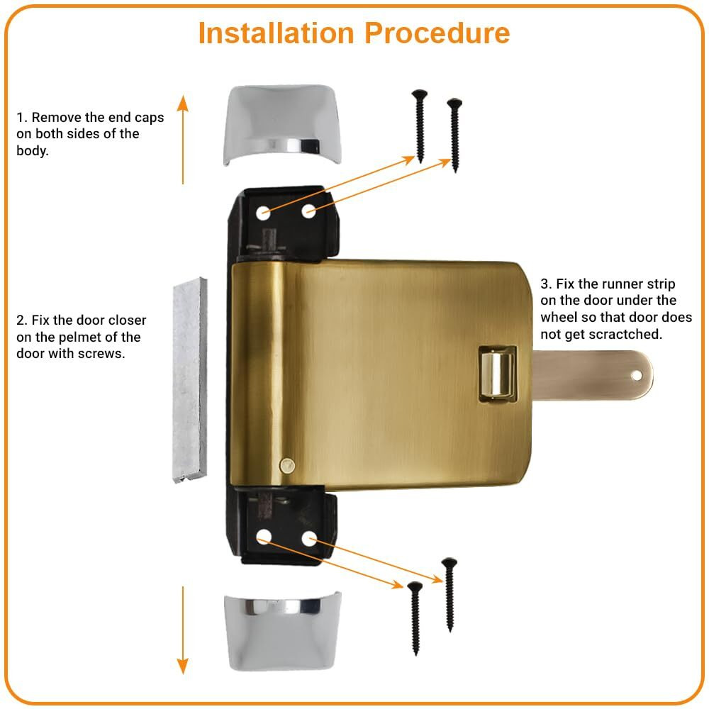 Volo Helix Door Closer, Spring Action Type, Door Closer For Wooden Door, For Residential/Commercial Purpose For Light Weight & Pvc Door (Antique)
