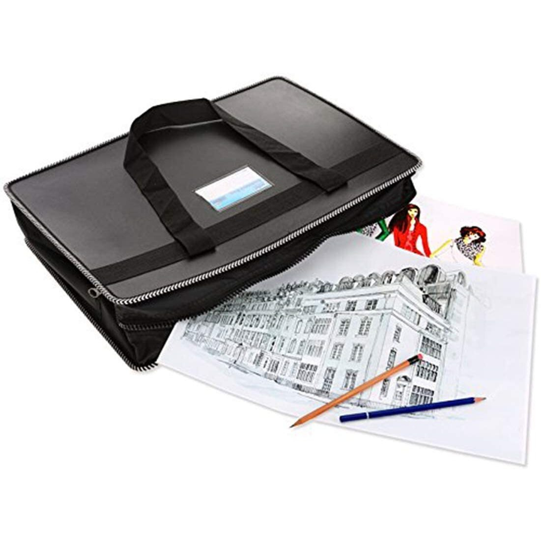 More Buy Portfolio Documents Storage Bag/Folder/Holder With Zipper A3 A4 File Folder For Certificates/Documents/Marksheet/Documents/Artwork (Black) (Size 19 X 13 X 4.5 Inches)