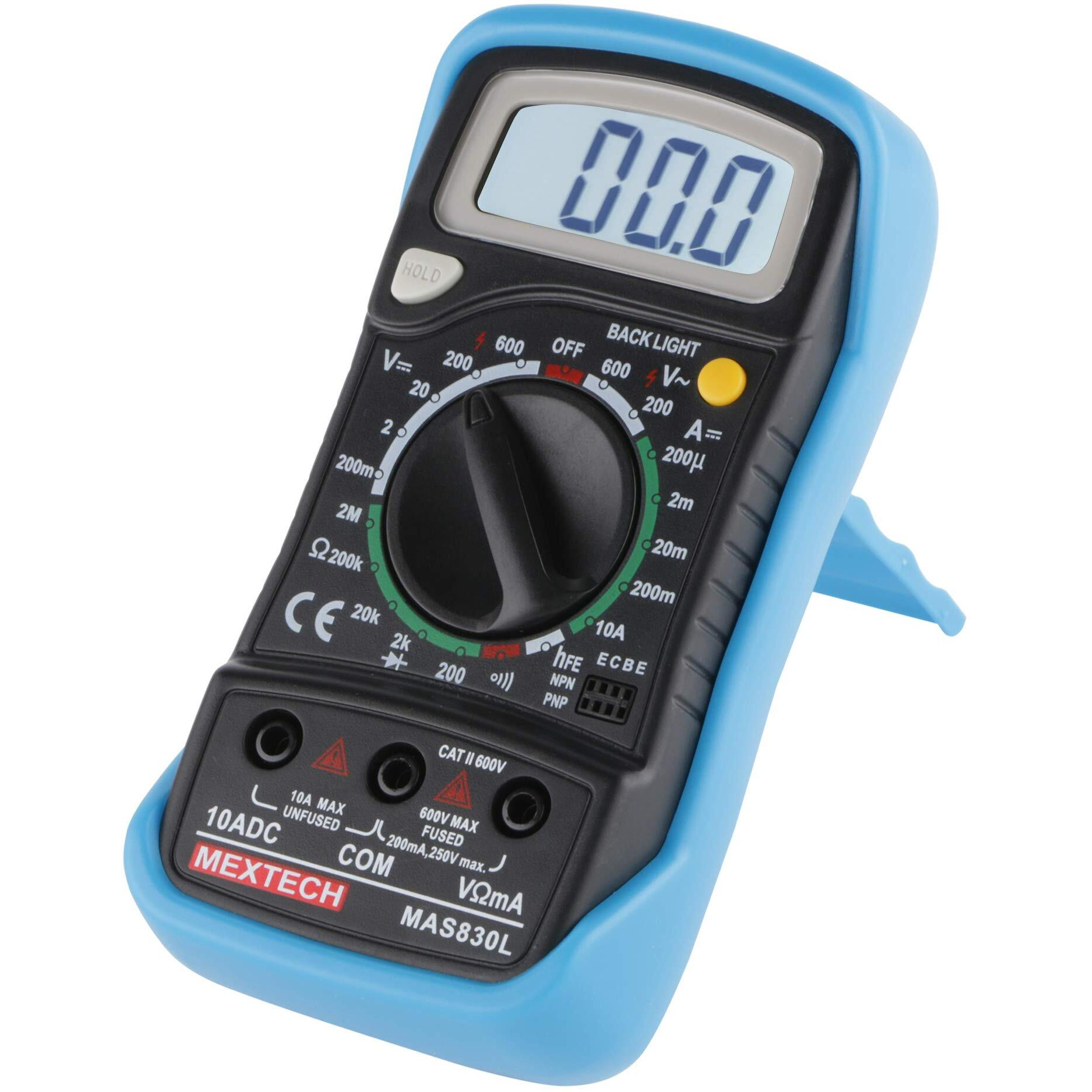 Mextech Battery Powered Mas830L 3 Digit, 1999 Counts, 600 Ac/Dc Voltage Digital Multimeter